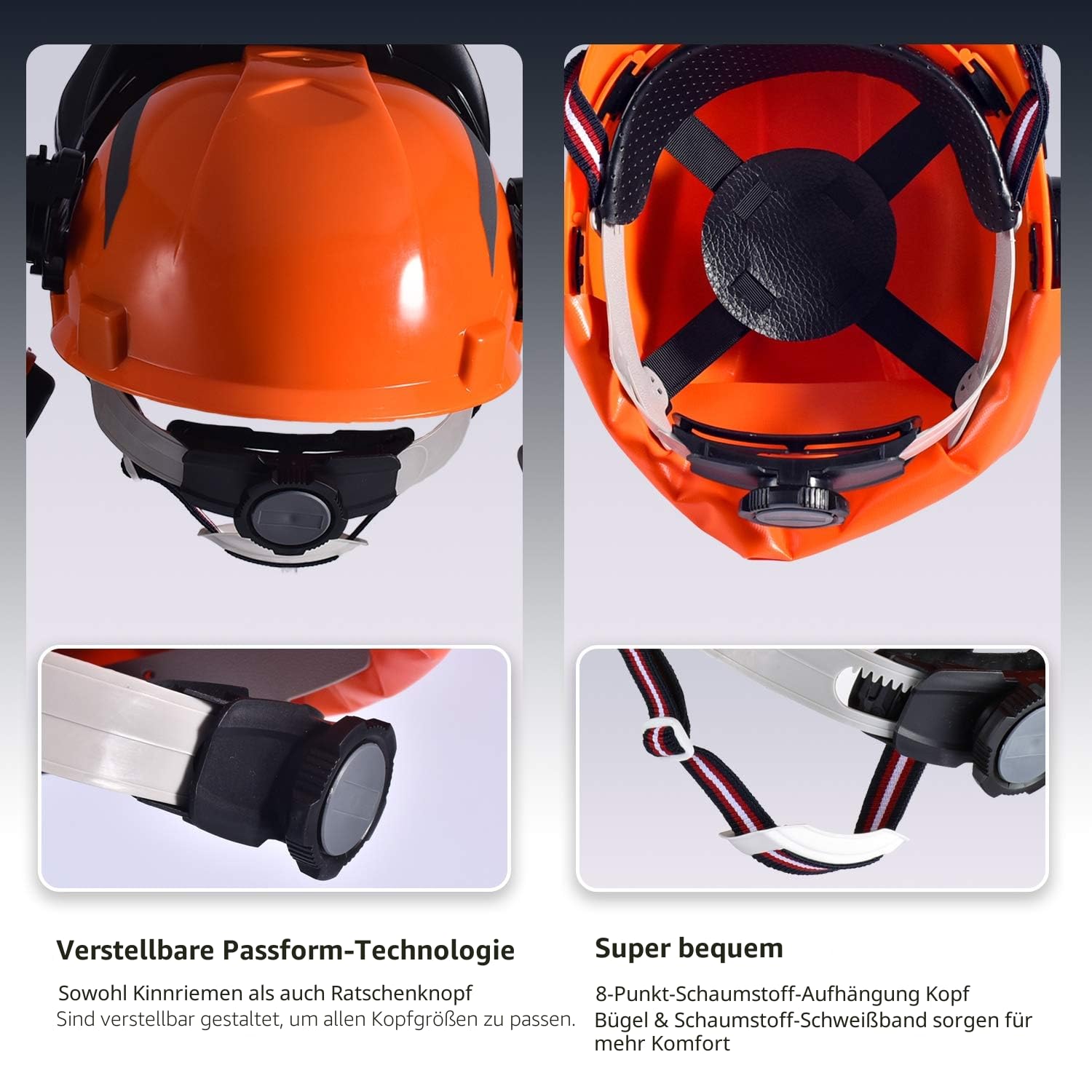 SAFEYEAR Pro Forestry Kettensägen-Schutzhelm mit verstellbaren 27SNR-Ohrenschützern, Netzvisier. M-5009OR EN397 Schutzhelm für Kettensägen, Forstarbeiten und Landschaftsgestaltung