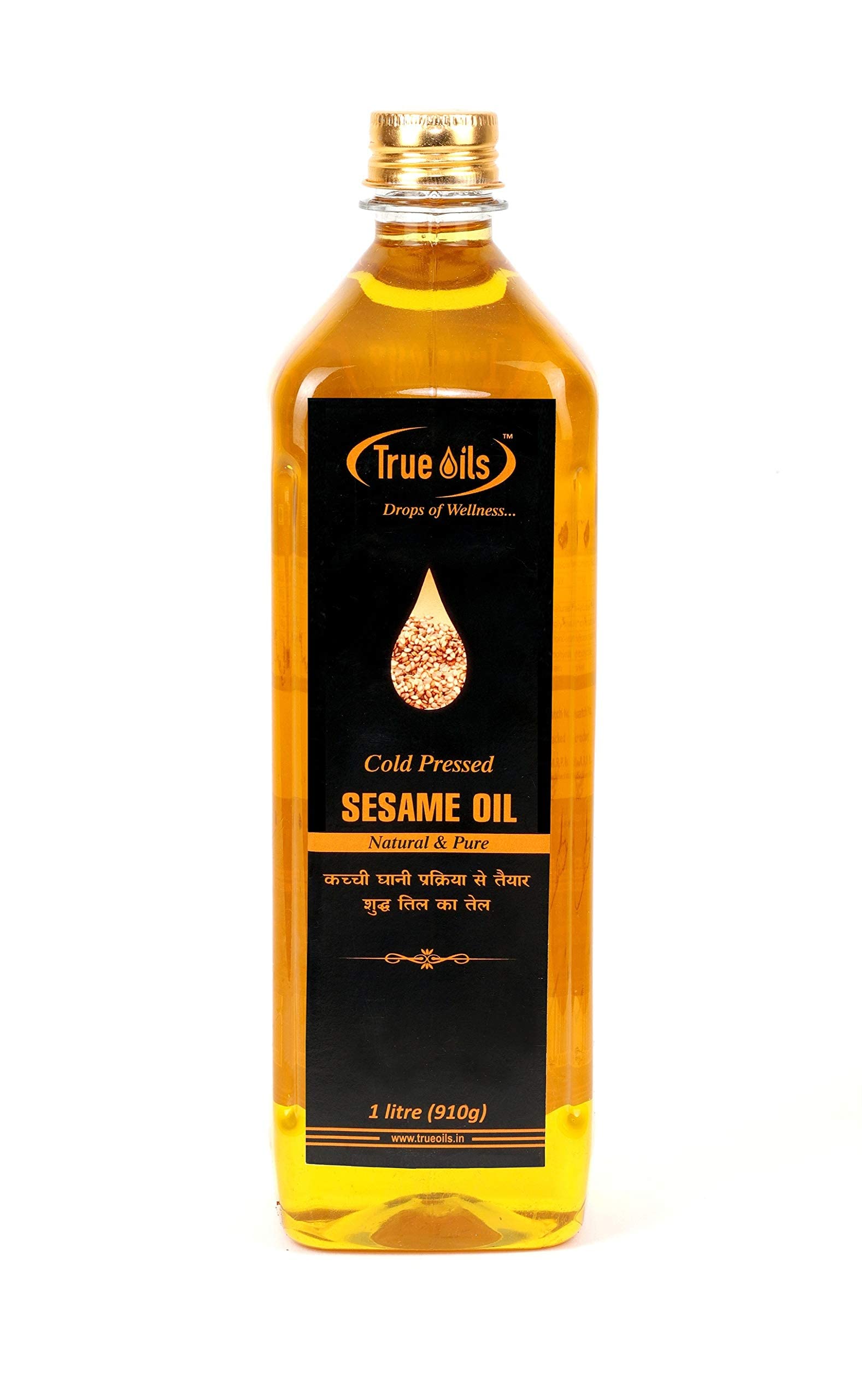 True Oils Natural and Pure Cold Pressed Edible Sesame Oil For Hair, Skin Care, Massage,Cooking (2 ltr)