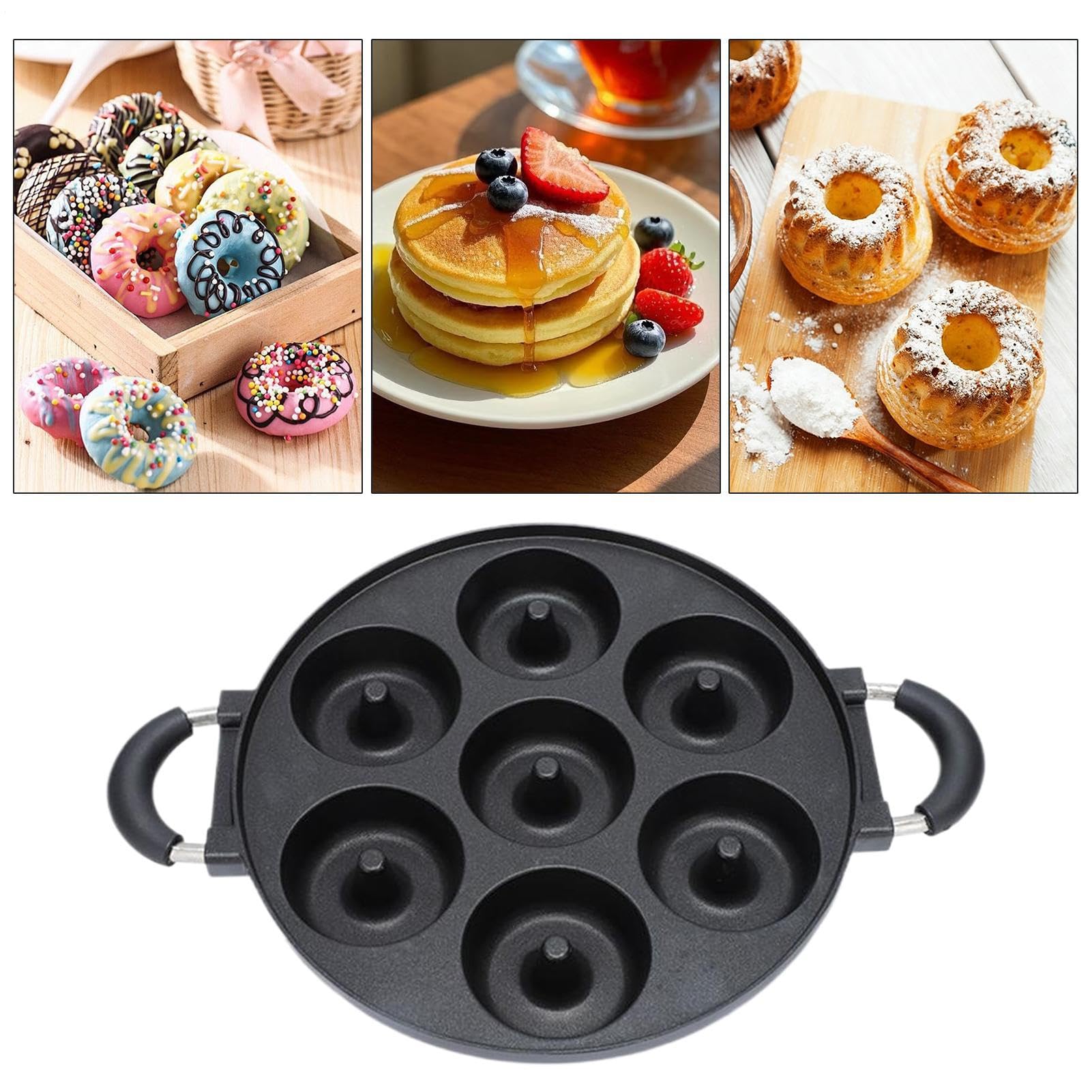 Molde para Donuts Horneables 7 Cavidades Antiadherentes de Aluminio de | Moldes para Cake Para Horno y Freidora de Aire, Repostería Casera, Hornear