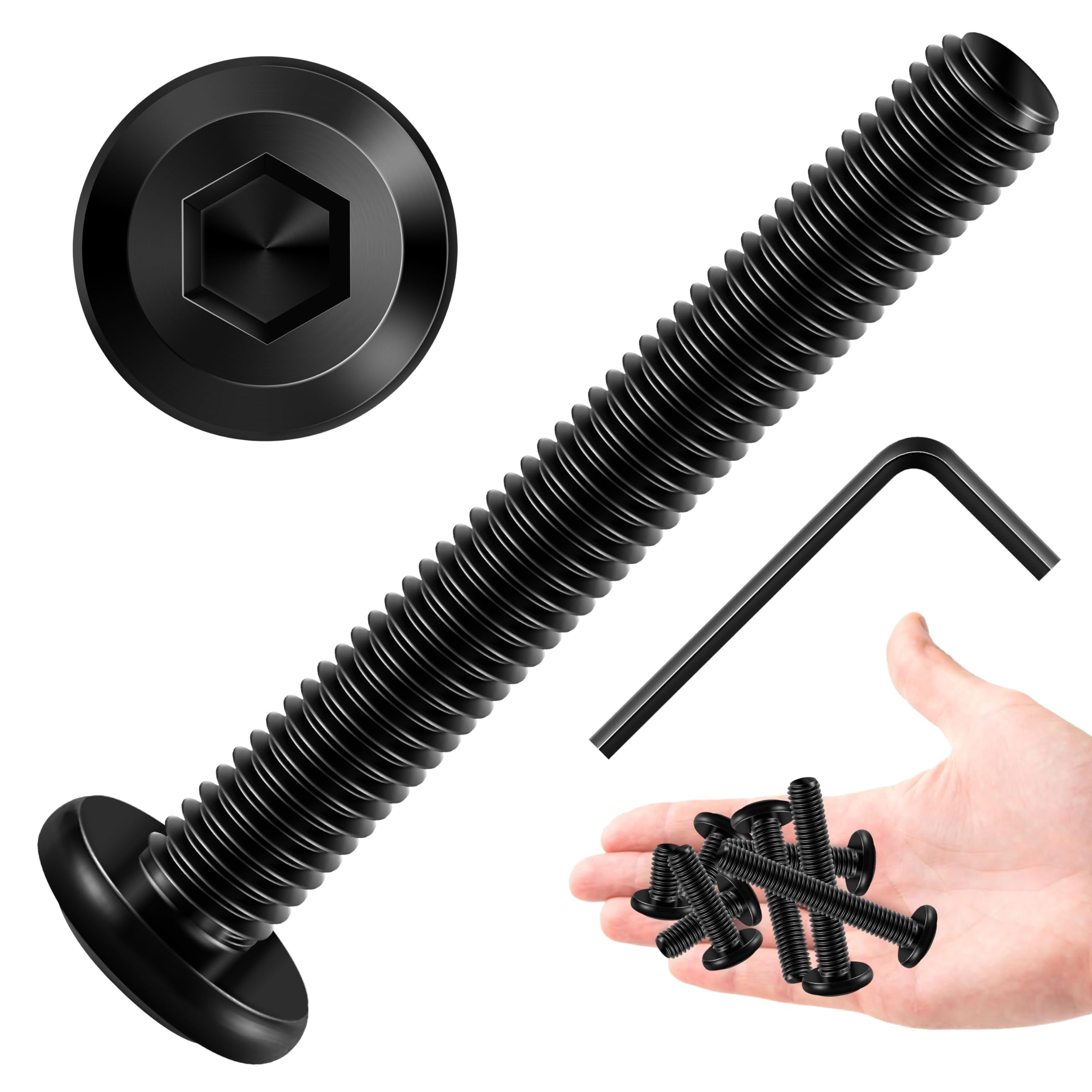 20Pcs M6 x 50mm M6 Screws Flat Head Socket Cap Screw Bolts Furniture Bolts, Allen Socket Drive M6, 304 Stainless Steel, Black Oxide M6x1.0 by Marysino