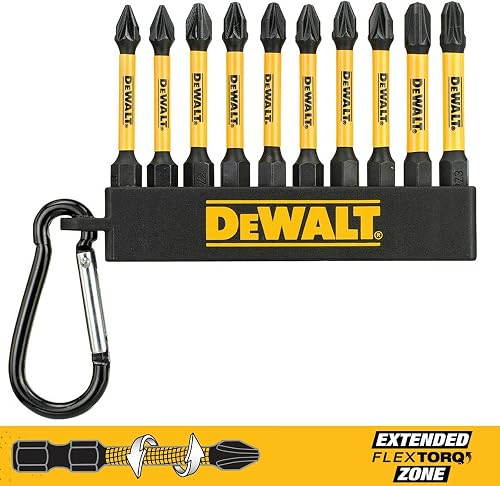 DEWALT Ensemble de 10 Embouts FLEXTORQ 57mm POZI pour Artisans Exigeants - Conne