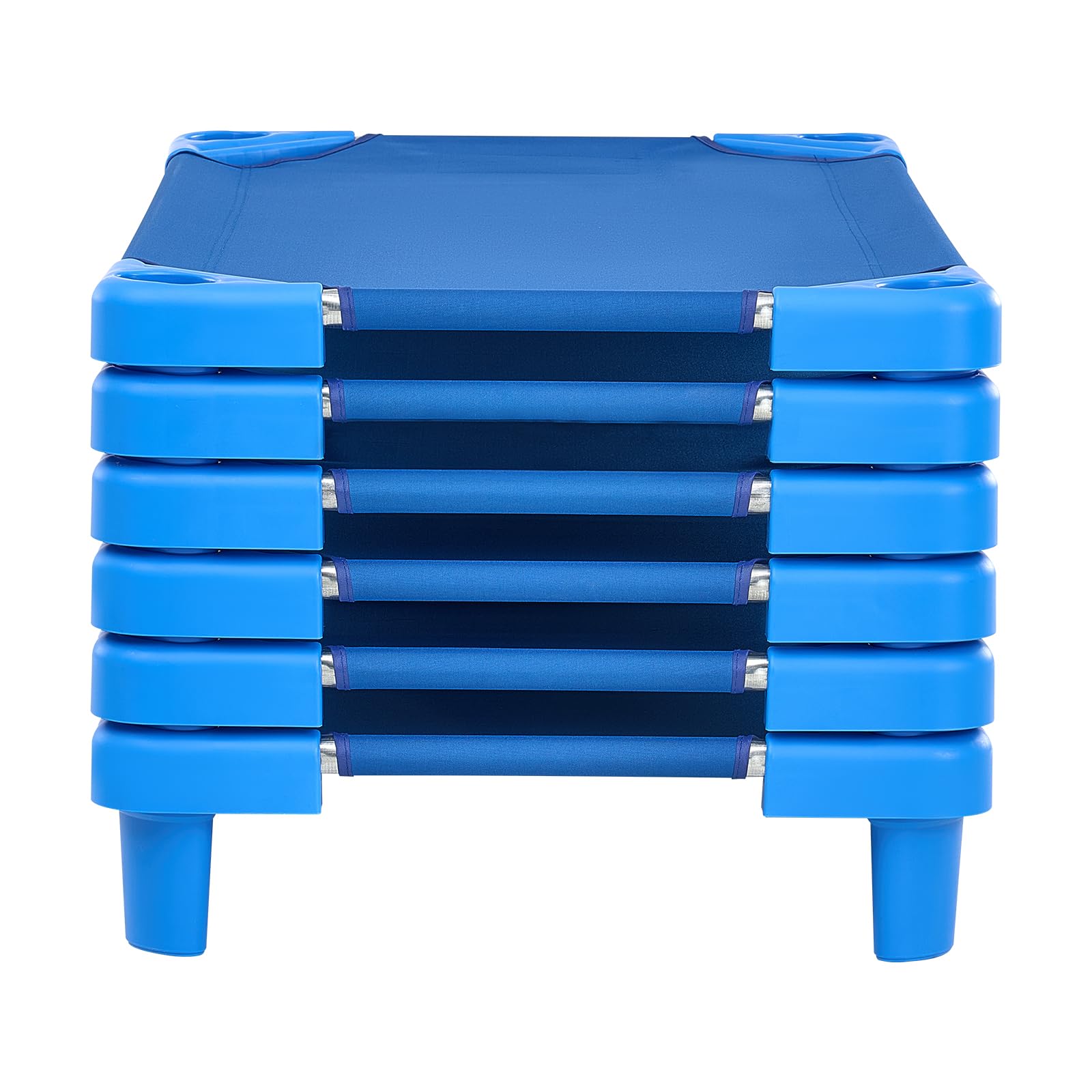 VEVOR Lettino Impilabile per Bambini 102 x 57 cm Lettini Portatili per Pisolino dei Più Piccoli, 6 Pezzi, Dimensioni Standard, Lettini per Asili Nido per Bambini, Letti per Asili Nido per Dormire, Blu