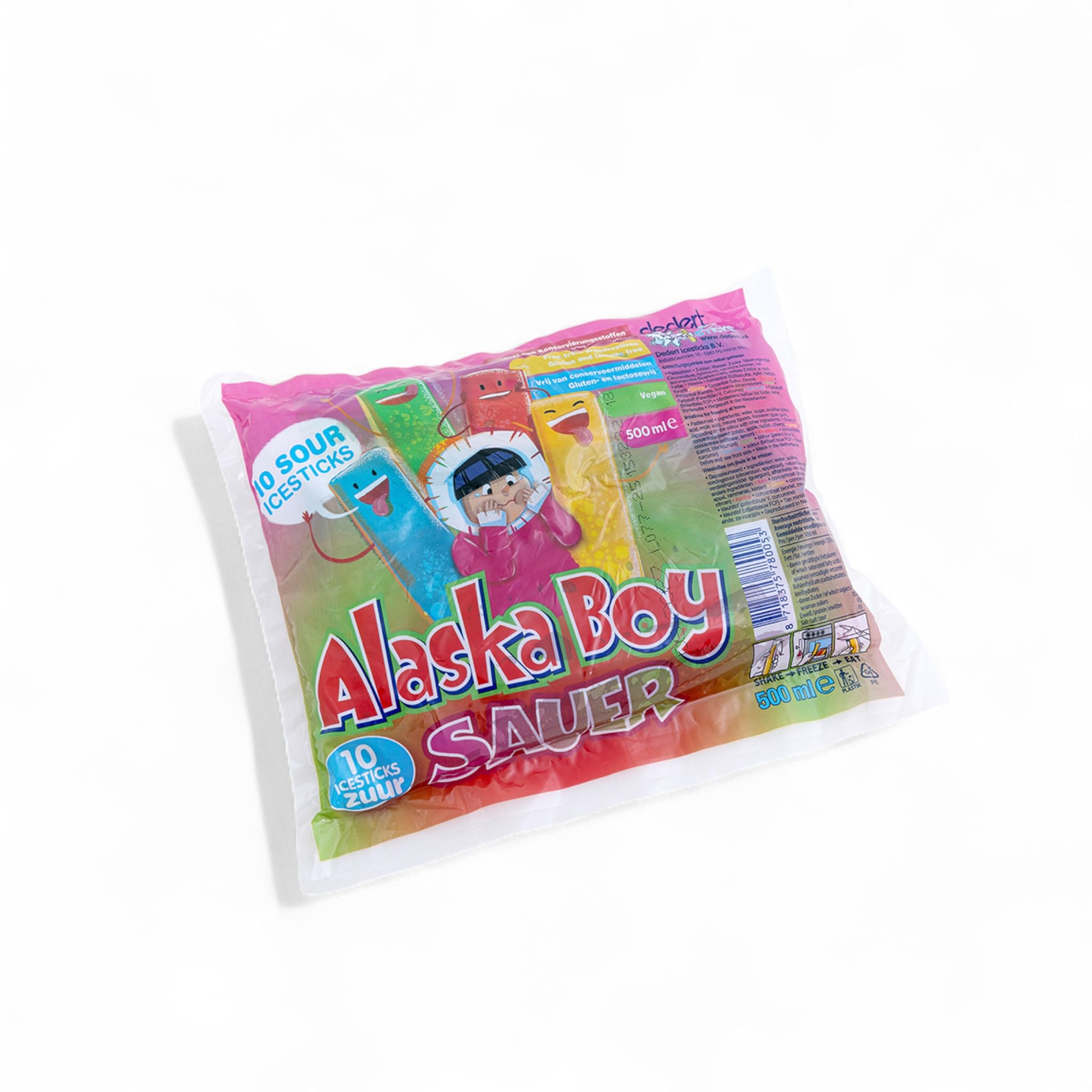 Alaska Boy Sauer Wassereis | VEGAN | 10 x 50ml (20er Karton Pack) | Stangeneis für den Sommer, Eis zum Lutschen & genießen
