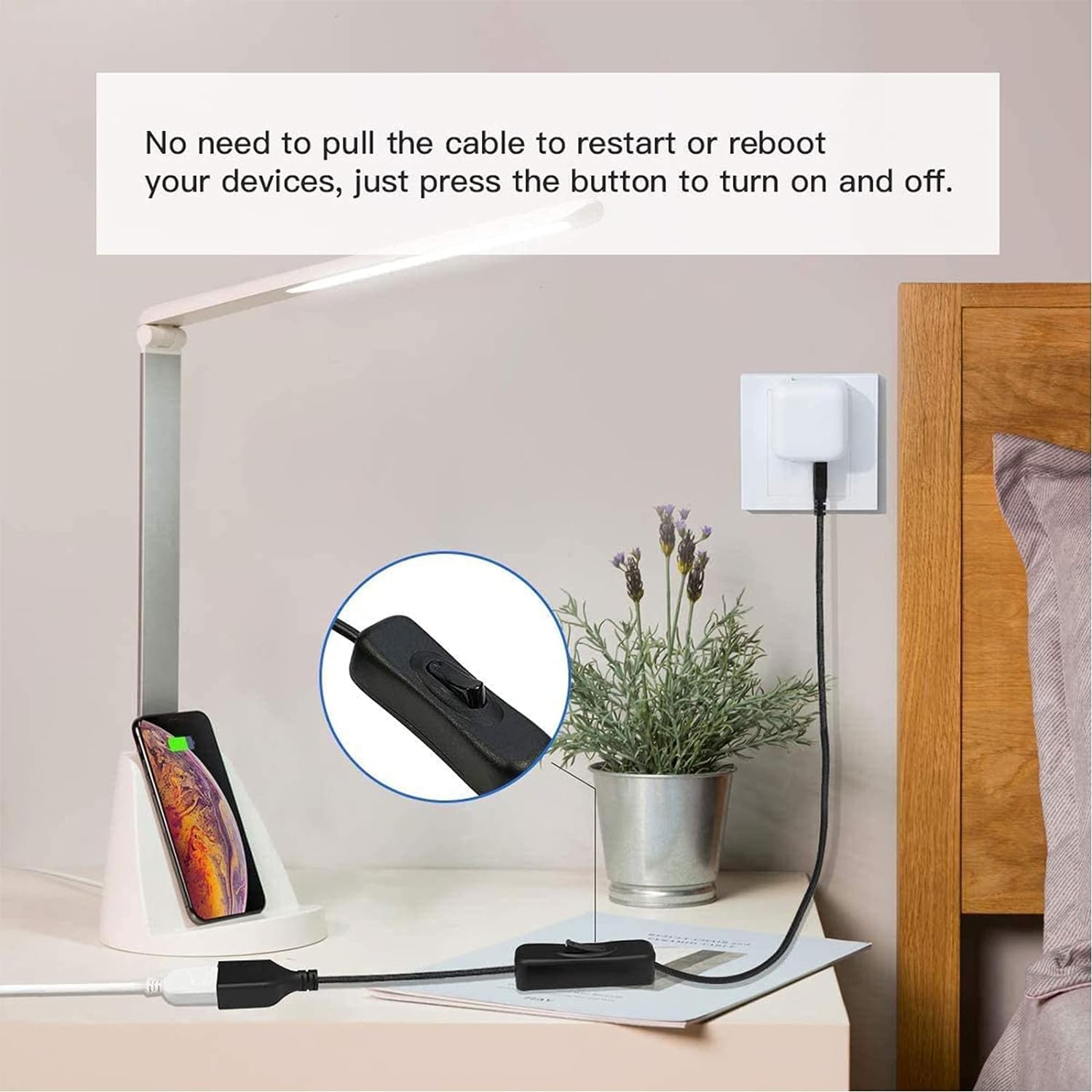 ANDTOBO Cavo USB con interruttore di accensione/spegnimento, cavo USB aggiornato interruttore di accensione/spegnimento per registratore di guida, striscia LED, sistema iOS ecc- 2Pezzi