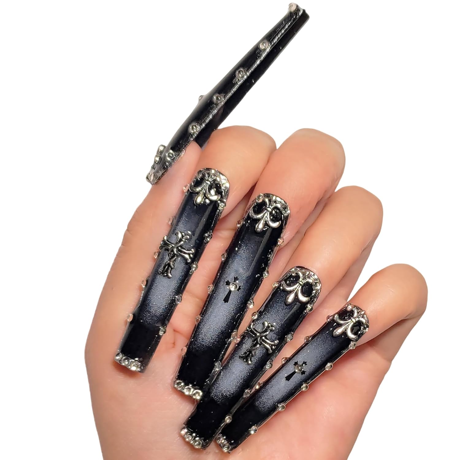 Handmade Extra Long Handmade Extra Long Press On Nails Square，10pcs 3d Handmade Press On Nails With Halloween Style Designs Suitable For Weddings, Parties, Festivals For Girls And Women