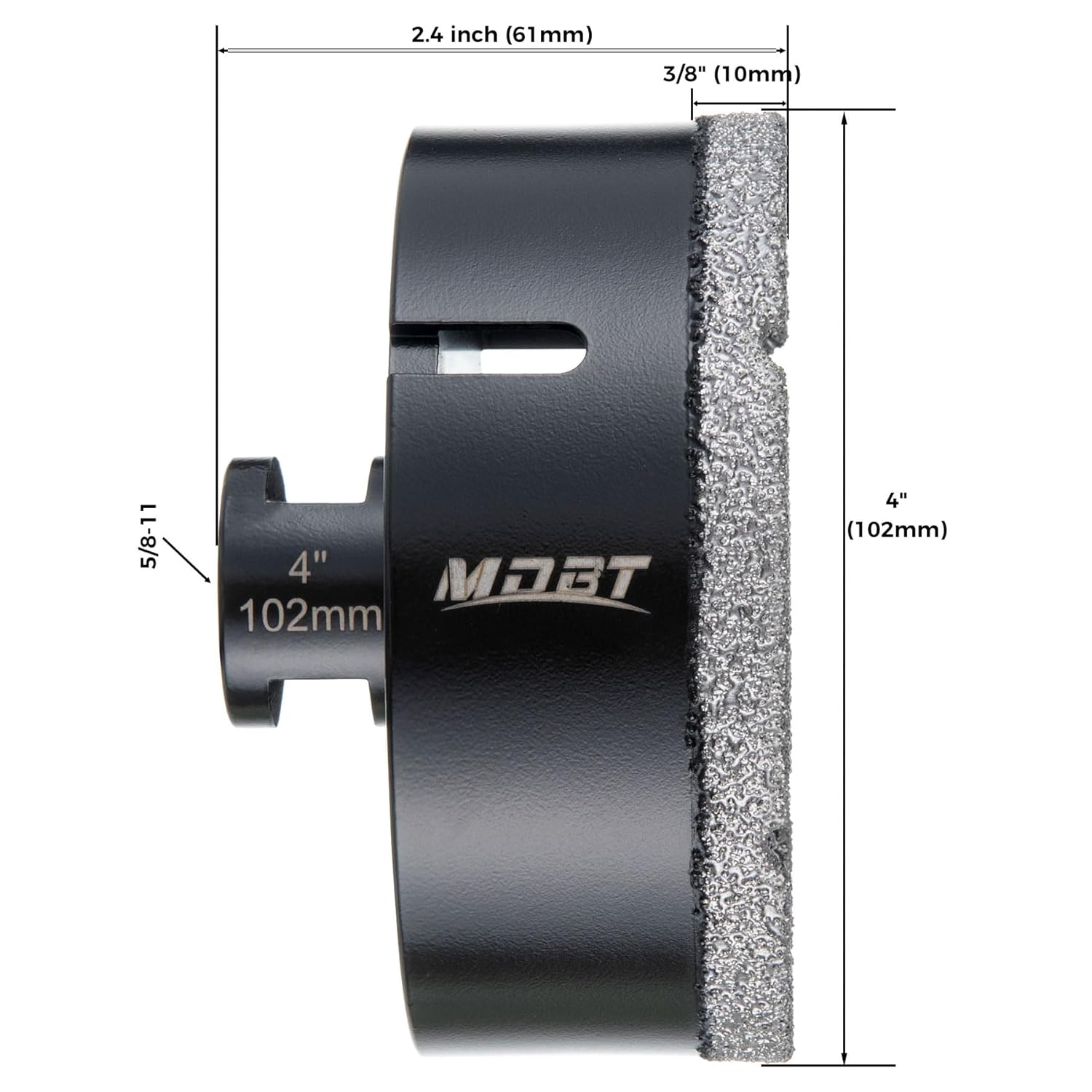 4 Inch (104mm) Diamond Core Drill Bit - Fluted Hole Saw for Granite Quartz Porcelain Tile Marble Concrete, 5/8-11 Thread & 3/8” Hex Shank Adapter, Fit Angle Grinders Drills, Dry/Wet Drilling