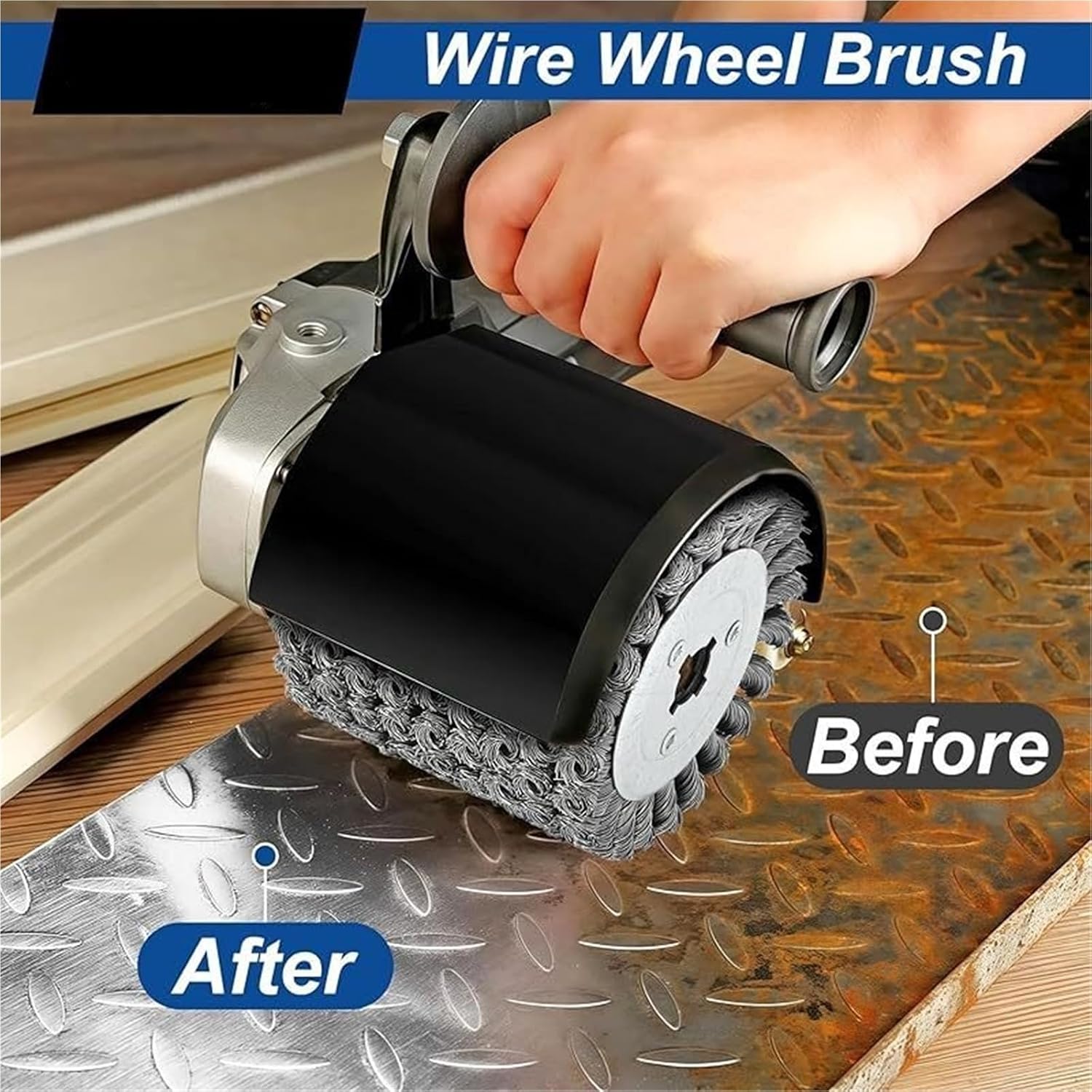 4.7x4 Inch Wire Brush Wheel - Steel & Brass for Cleaning, Polishing, Wood Grain
