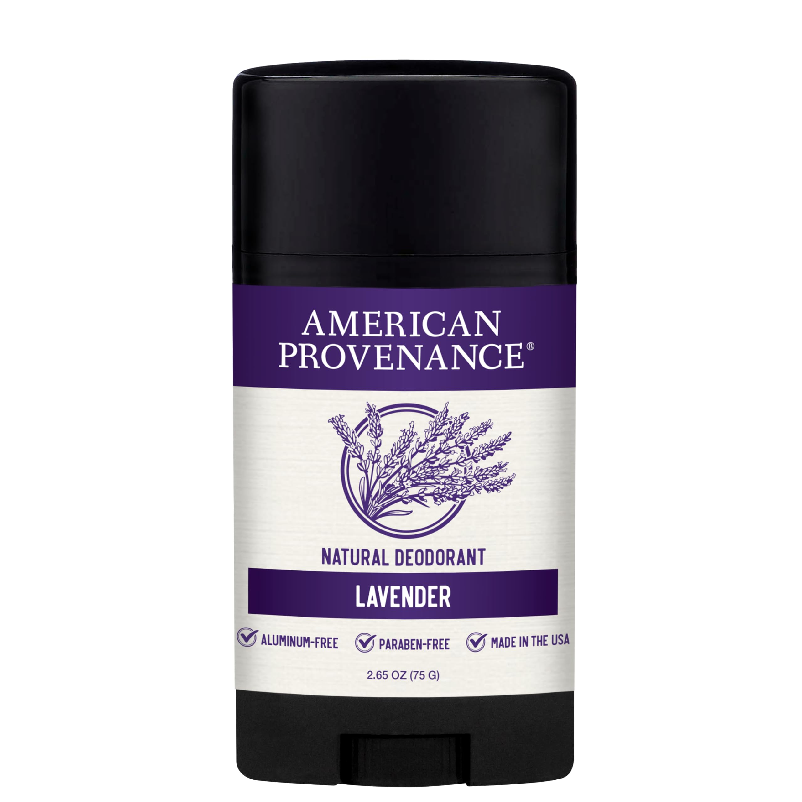 American Provenance All Natural Deodorant for Men and Women - Aluminum Free Deodorant that Lasts All Day - Made in the USA with Essential Oils & Cruelty Free - Lavender (1 Pack)