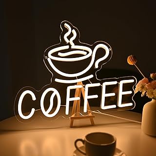 Planzo Coffee Neon Signs Light for Restaurant Coffee Shop Home Cafe Bar Beer Pub Store Ad Window Display Kitchen Bedroom Man Cave Birthday Party Light Up Wall Sign Decor 5V USB