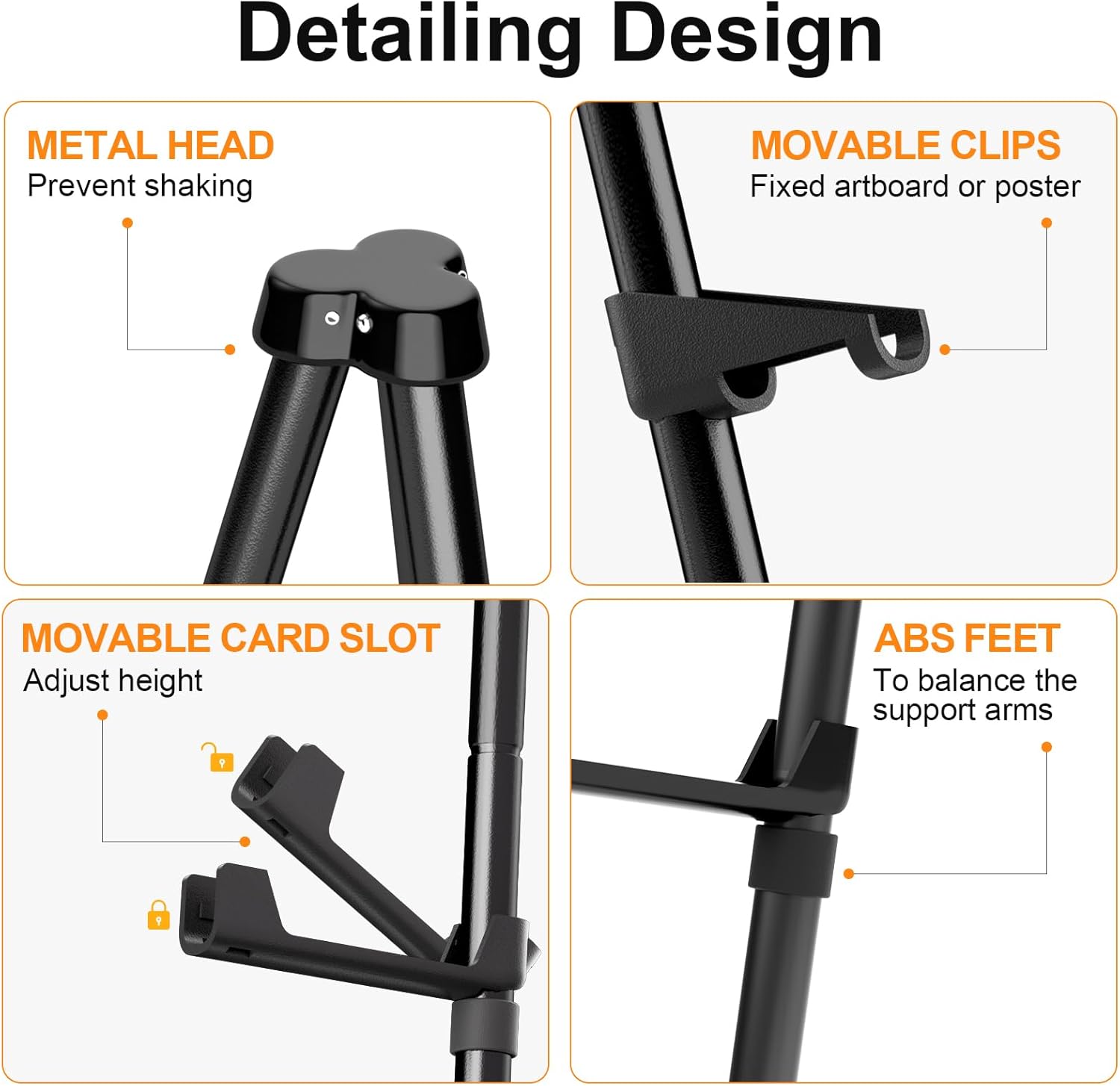 Nicpro Folding Easels for Display, 3 Pack 63 Inch Metal Floor Easel Stand Tripod Black Portable for Artist Poster Wedding with Carry Bag