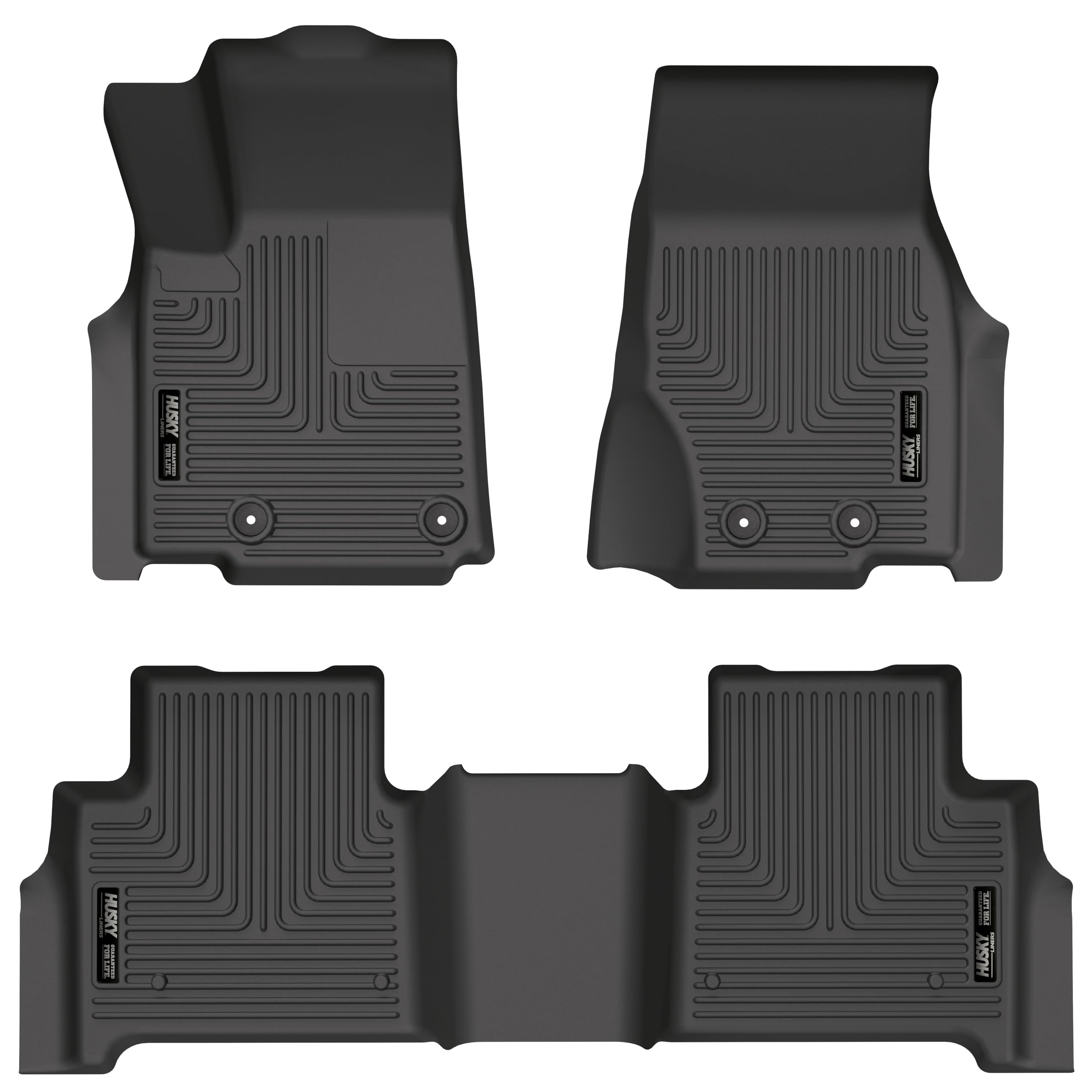 Husky Liners Weatherbeater Floor Mats Fits 2022-2025 Jeep Grand Cherokee Excludes 4XE Front 2nd Row 3-pc Black -