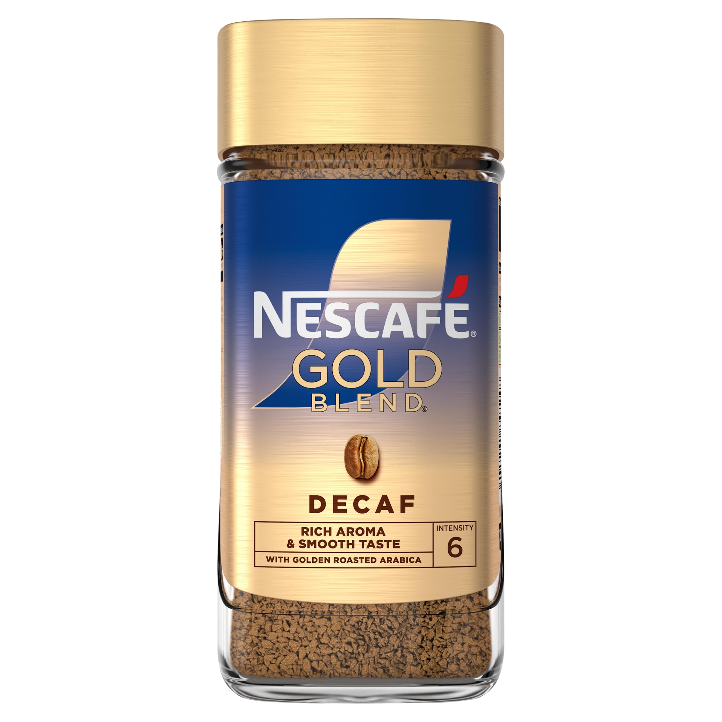 Nescafé Gold Blend Decaf Instant Coffee 190g | Pack of 1 | Rich aroma and smooth taste; golden roasted Arabica; intensity 6; decaffeinated coffee