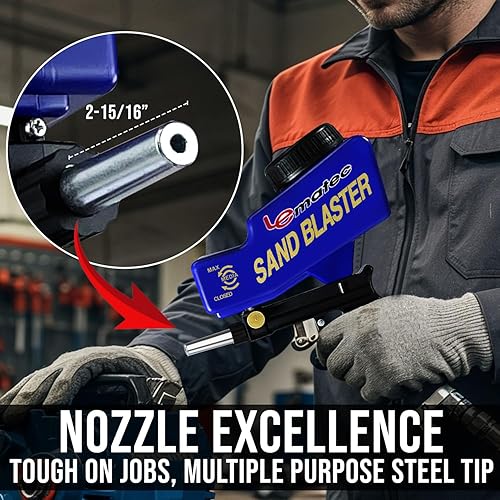 Miniatura 5 de LE LEMATEC Kit de pistola de chorro de arena para compresor de aire, chorro de arena portátil para eliminación de pintura y óxido, lanzador de