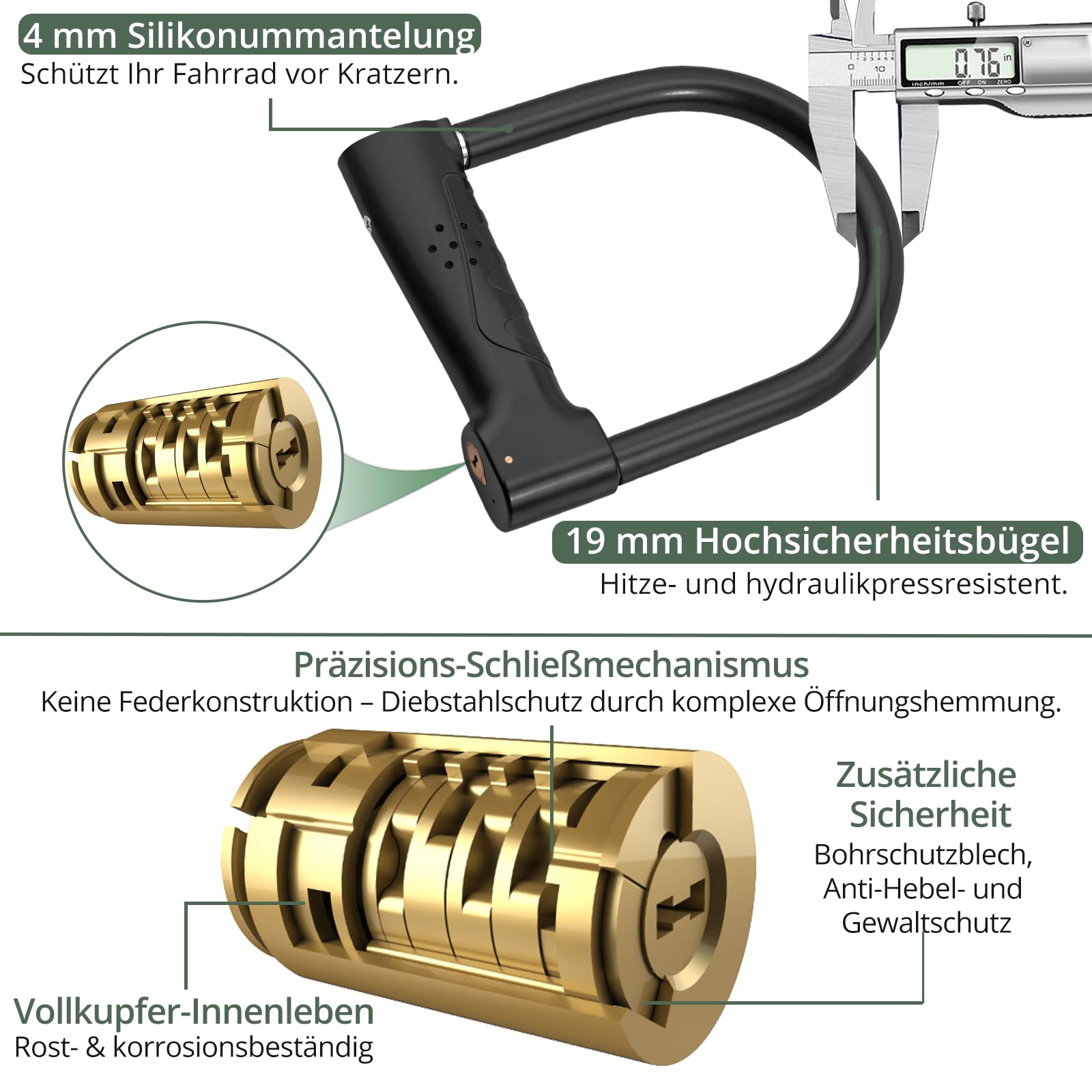 EYPINS Bügelschloss Alarm 110dB, 16mm Schweres Fahrradschloss Motorradschloss | 20T Hydraulische Zange widerstehen | wasserdicht Schloss für E-Scooter, Motorrad, Fahrrad, Roller mit 3 Schlüssel