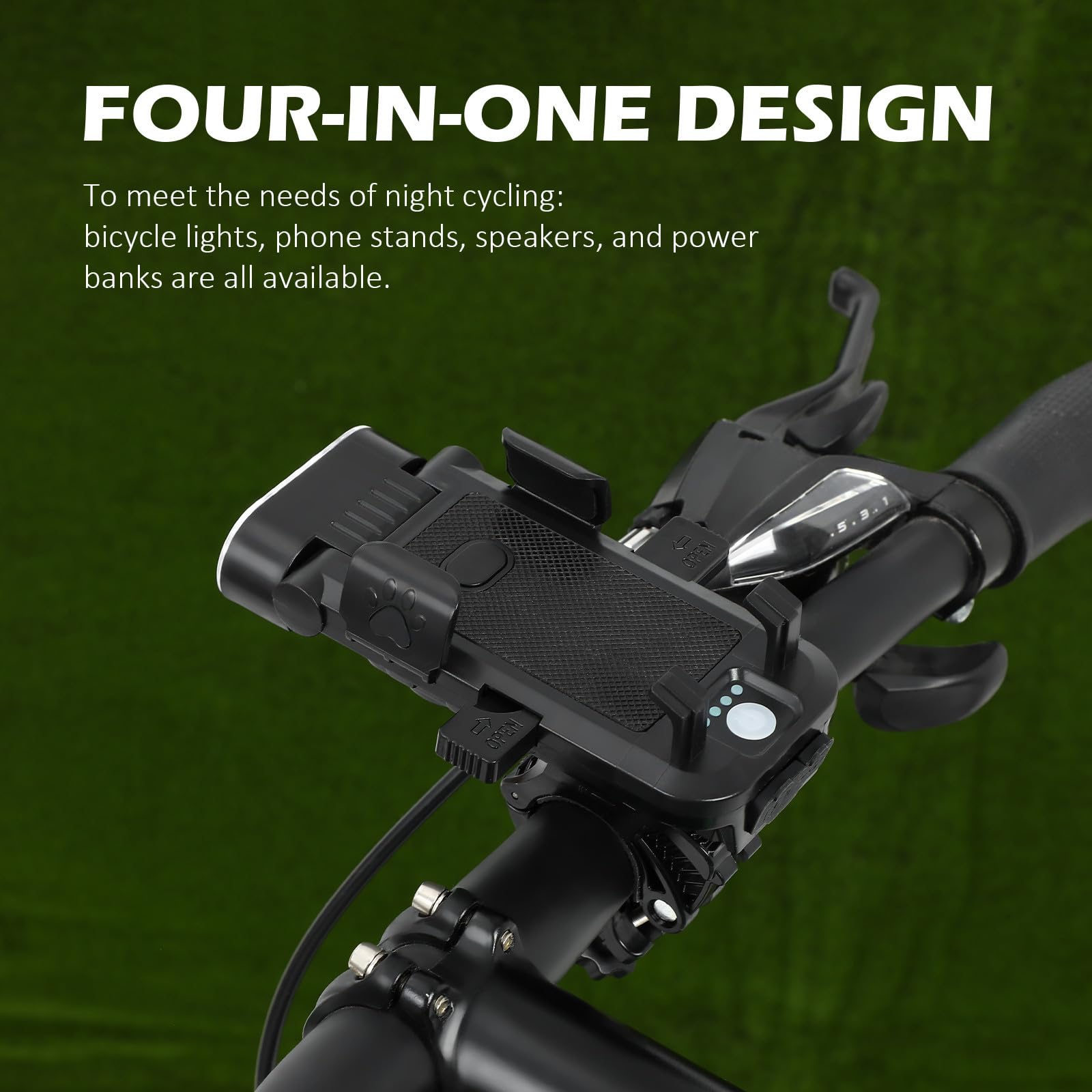 Luces LED para Bicicleta Batería de Gran Capacidad 4000 Mah, Soporte Ajustable para Teléfono, Diseño Dual LED y Material Abs para Ciclismo Diario y Paseos Nocturnos