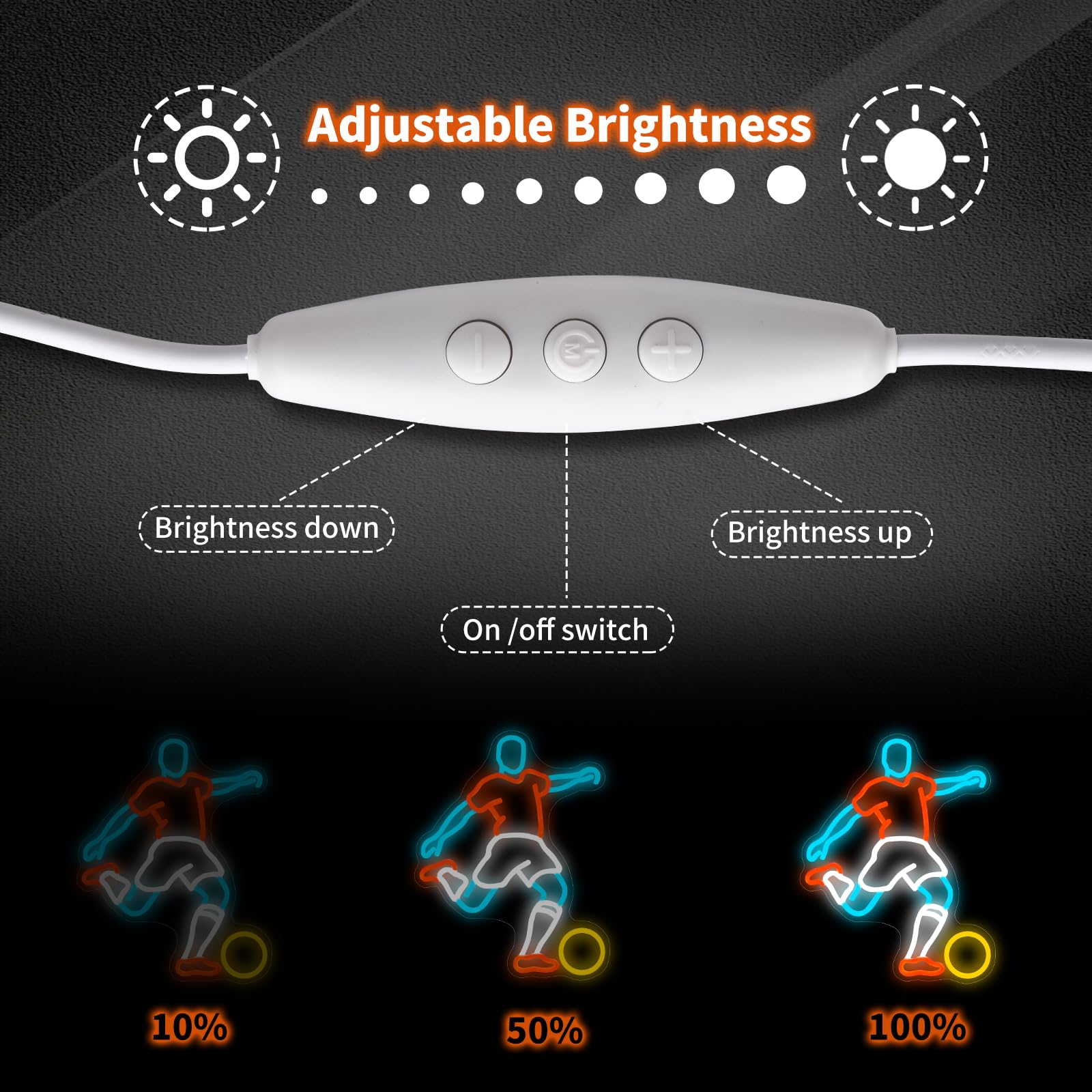 Lampada al neon a forma di giocatore di calcio, dimmerabile, luce notturna a LED, decorazione per feste di calcio, decorazione per camere da letto e regali, decorazione da parete sportiva rossa, 42,4