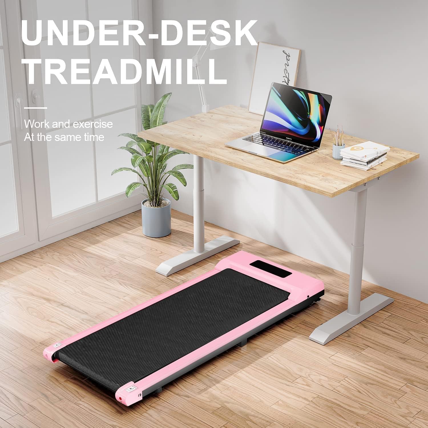 Bigzzia Treadmill-Walking Pad-Under Desk Treadmill-2 in 1 Portable Treadmill for Home (Black-A1)