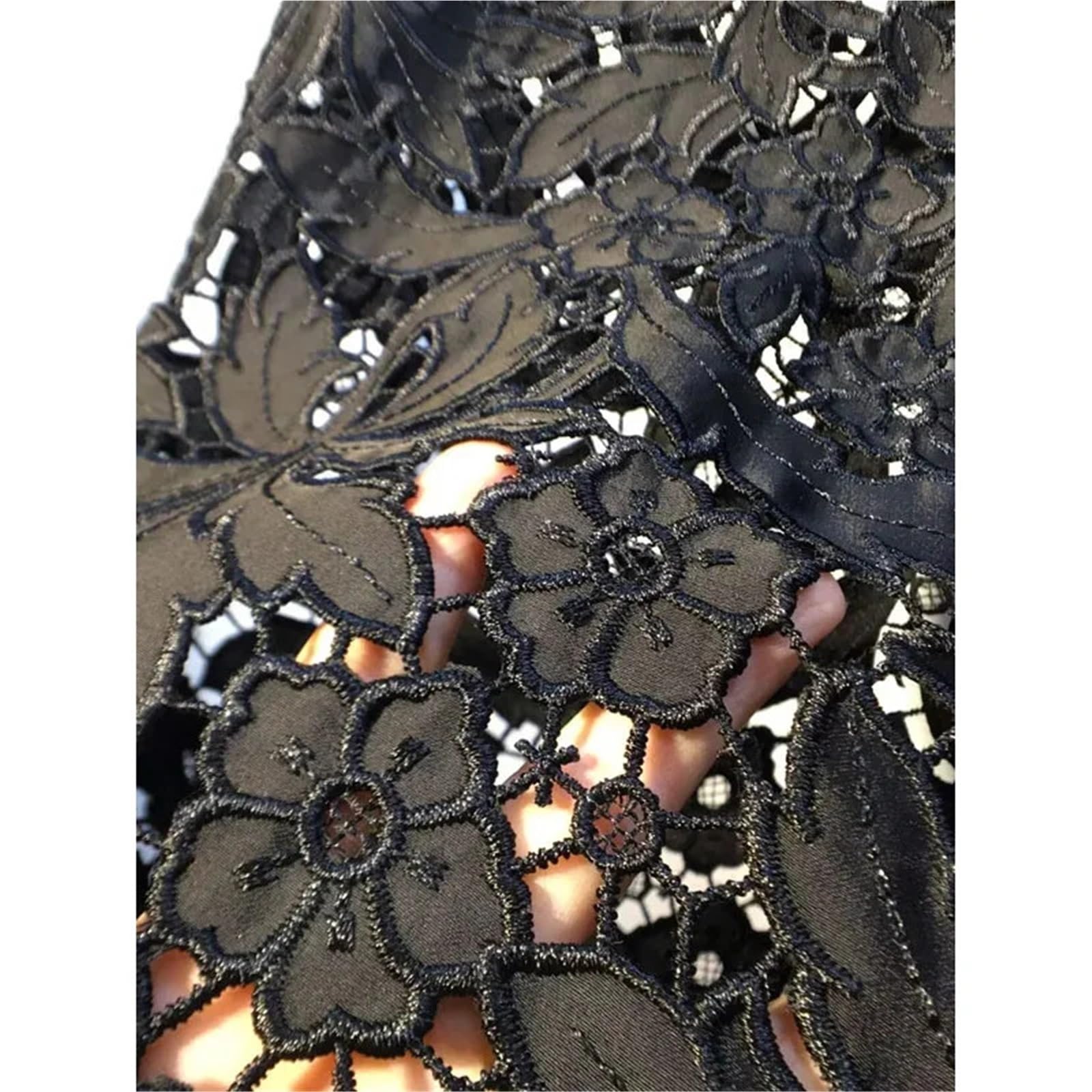 Vaqueros Anchos Mujer Pantalones Anchos de Pierna Recta con Encaje Hueco y Flores Retazos Mezclilla Bordado Diamantes imitación Verano, Pantalones Casuales Cintura Alta