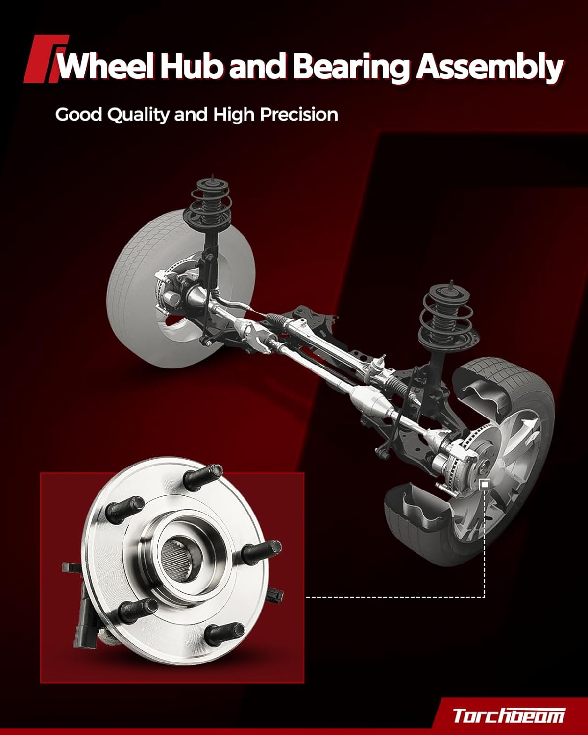 Torchbeam 515078 Front Wheel Hub Bearing Assembly for 2006-2010 Ford Explorer, 2007-2010 Ford Explorer Sport Trac, 2006-2010 Mercury Mountaineer Wheel Bearing 5 Lugs W/ABS