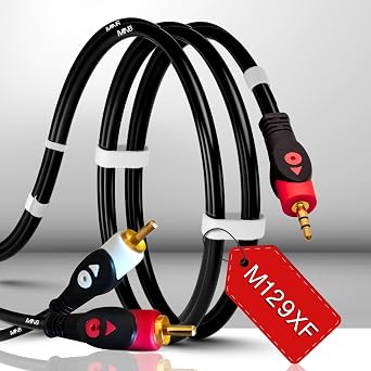 MN6 M129XF 3.5mm AUX to 2 RCA Stereo Ses Kablosu, Erkek-Erkek, 5 Metre