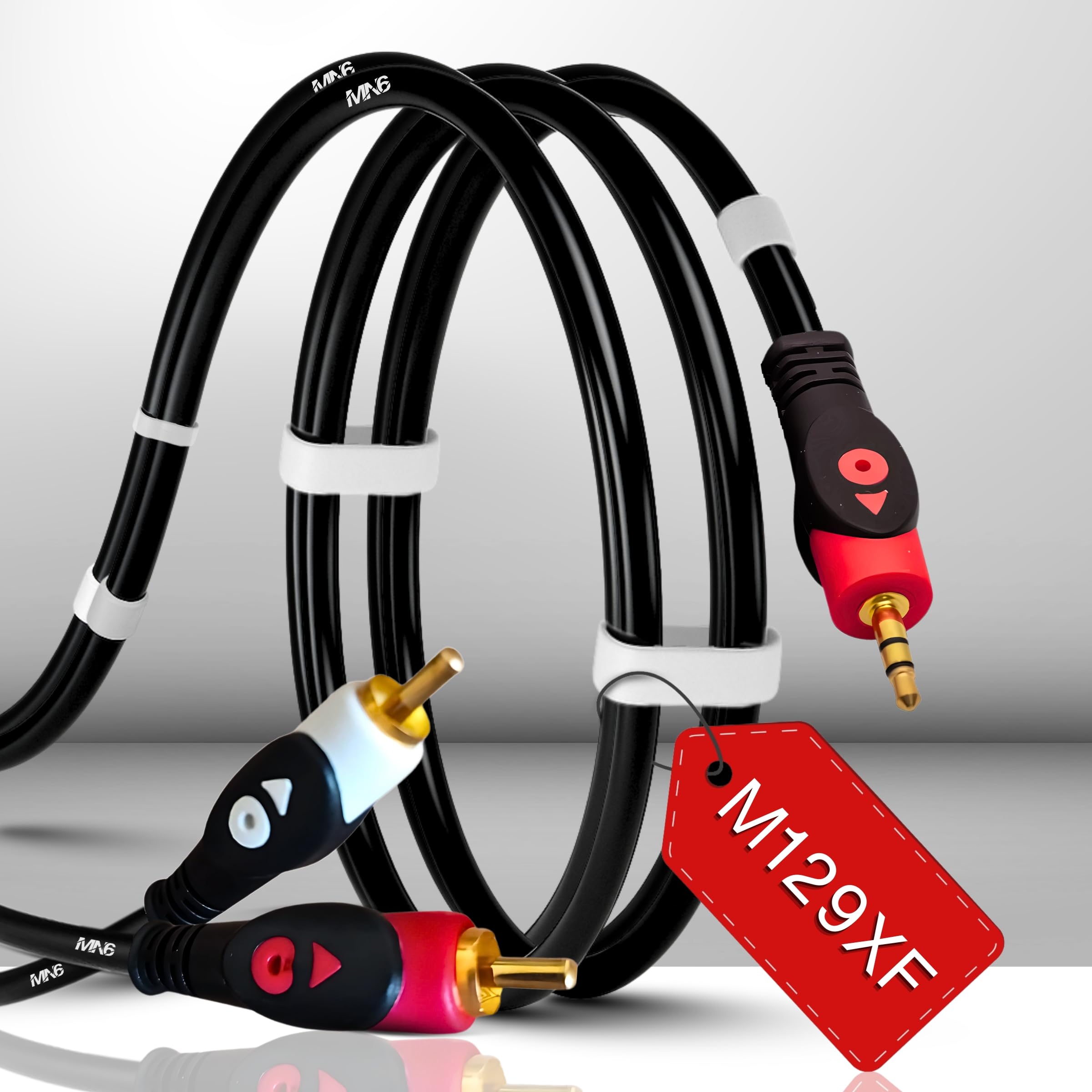 MN6 M129XF Rca kablosu/1.5 Metre-A+Kalite-3.5mm/Aux ses kablosu-2rca Ses kablosu-Ses Sistemi uyumlu (150, Santimetre)