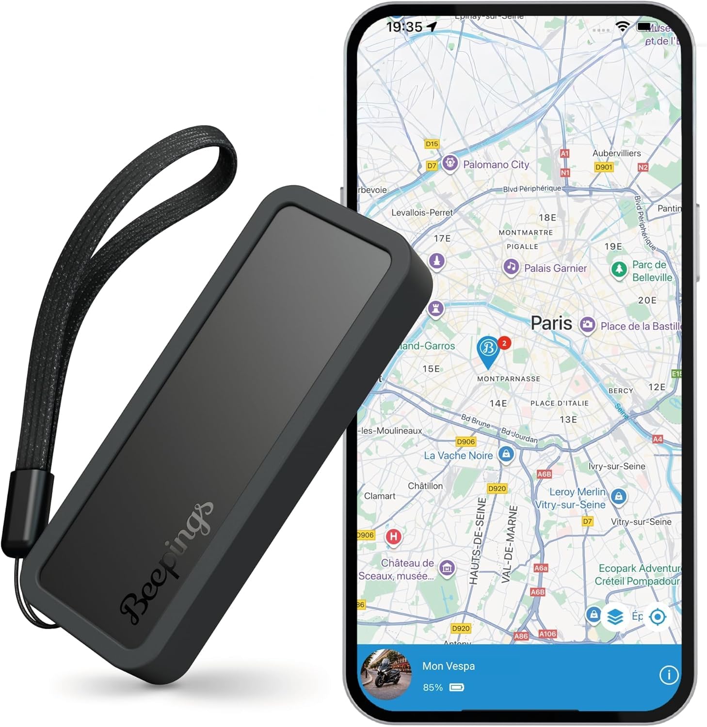 ZEN S by Beepings; GPS Tracker Auto, Moto, Scooter, Monopattino, Senza SIM (ZEN S Nero, Abbonamento di 1 anno)