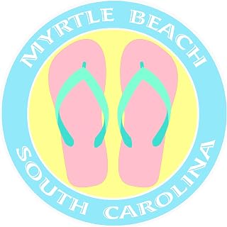 Myrtle Beach, South Carolina Pink Flip Flops Decorative Car Truck Window Sticker Decal Vinyl Die-Cut Badge Emblem Vacation Souvenir Travel Gear Ocean Island Beach
