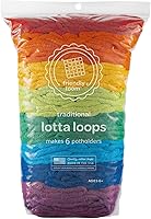Friendly Loom Lotta Loops: Rainbow Cotton Weaving Loops for 7" Traditional Potholder Loom - Weave 6 Durable Potholders, Made in USA