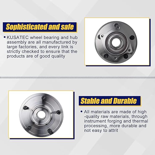 Miniatura 4 de KUSATEC 513286 Conjunto de rodamiento de rueda delantera y cubo compatible con Dodge Journey 2009-2017, Ram ProMaster 1500 2500 3500 2014-2015,