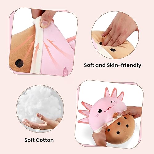 Miniatura 3 de Axolotl - Lindos animales de peluche de ajolote suave de té Boba, juguetes de peluche de Navidad, Acción de Gracias, regalo de cumpleaños para niñas