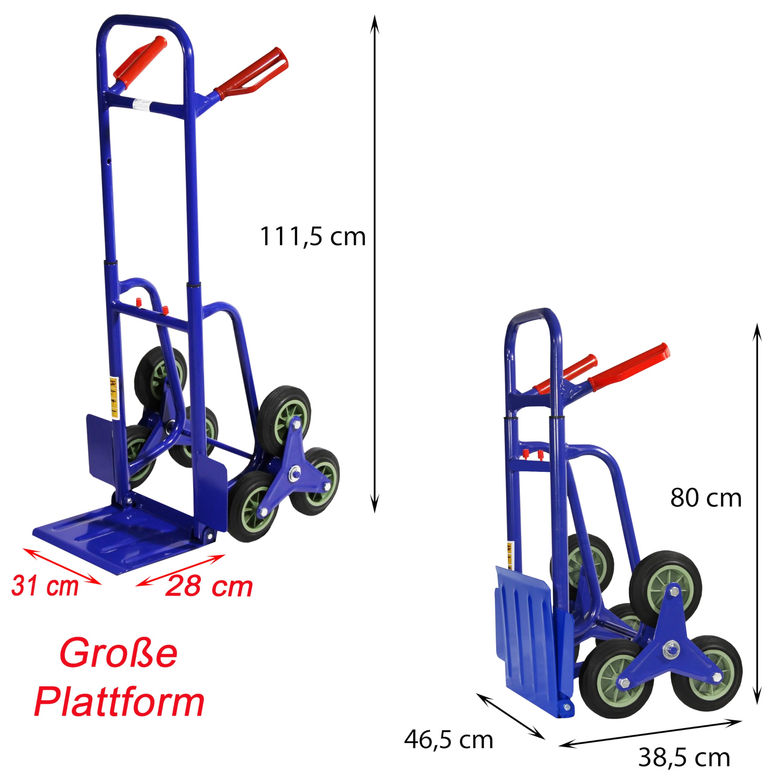 Treppenkarre Sackkarre klappbar höhenverstellbar 200 kg – Faltbare Transportkarre mit Hartgummireifen – robuste Karre T2