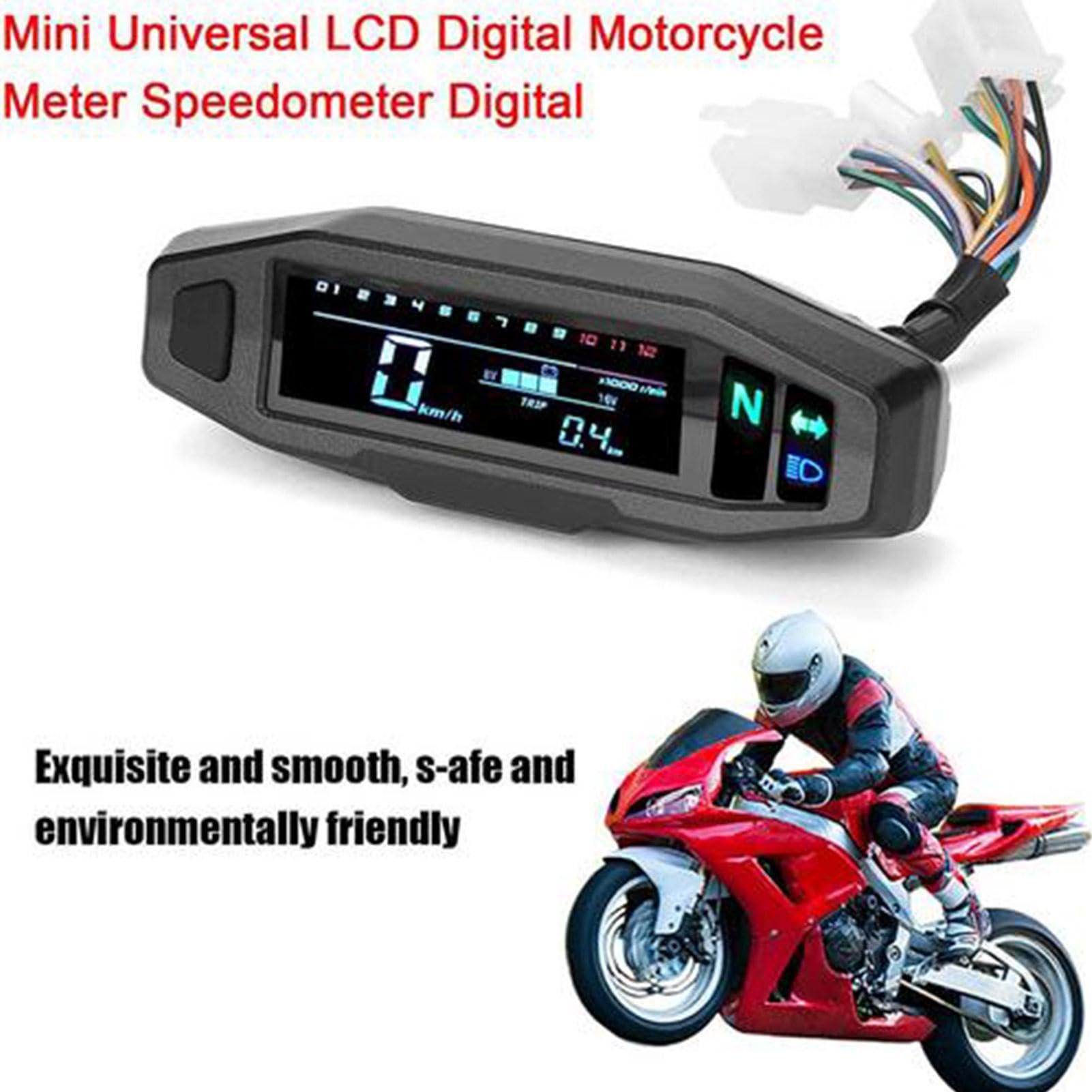 Compteur de vitesse moto Zestivra - Tachymètre à affichage numérique à écran LCD - Compteur de vitesse pour Dirt bikes, jauges de moto, instrument indicateur de vitesse