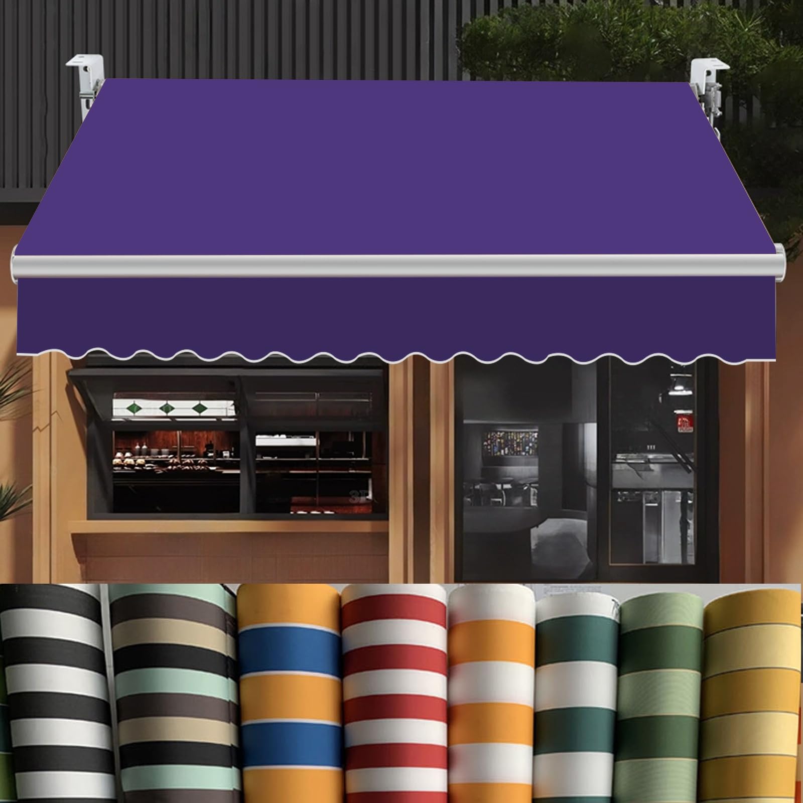 Tela de repuesto de vinilo impermeable de 280g morada de 10x6.5 pies para toldos de comercios