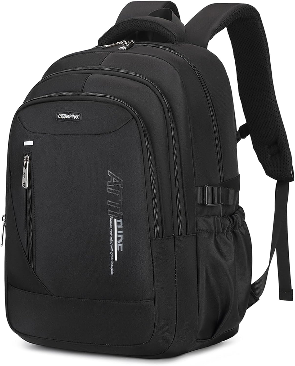 Backpack, 34L 15.6'' Laptop Compartment, Ergonomic 3D Pad, Water-Resistant Oxford Fabric (Black)