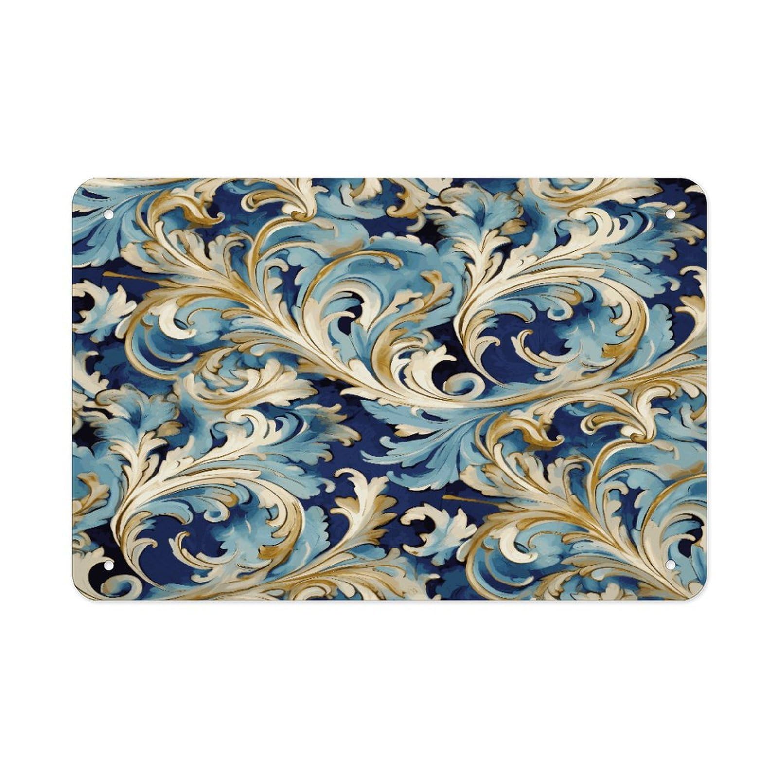 Fodpand Style Elegant Blue Gold Florentine Wall Art Metal Signs Tin Sign