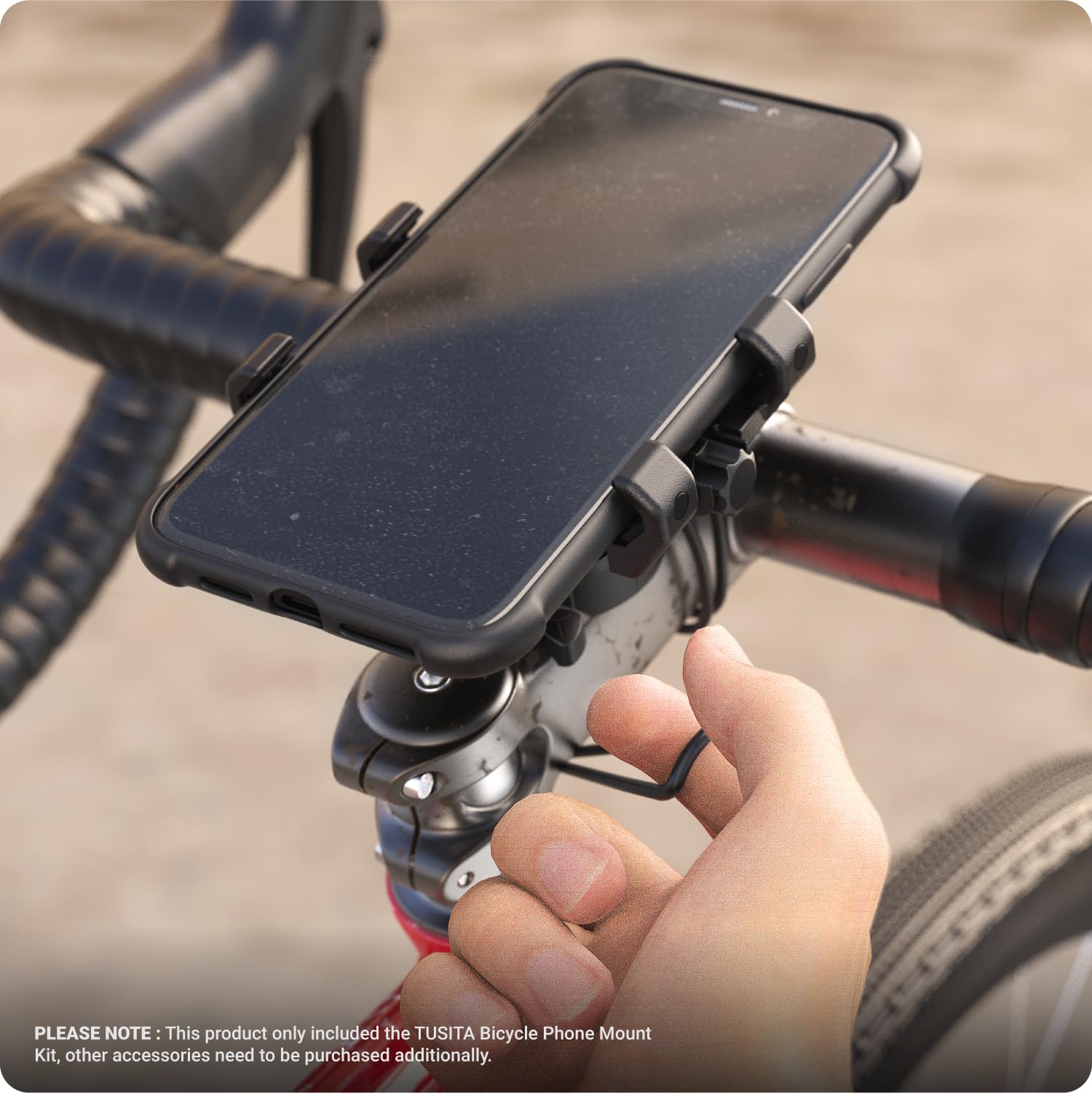 TUSITA Zestaw Uchwyt na Telefon Rowerowy - Twist Lock Stem Uchwyt na Telefon na Kierownicę i Uniwersalny Adapter Zacisku