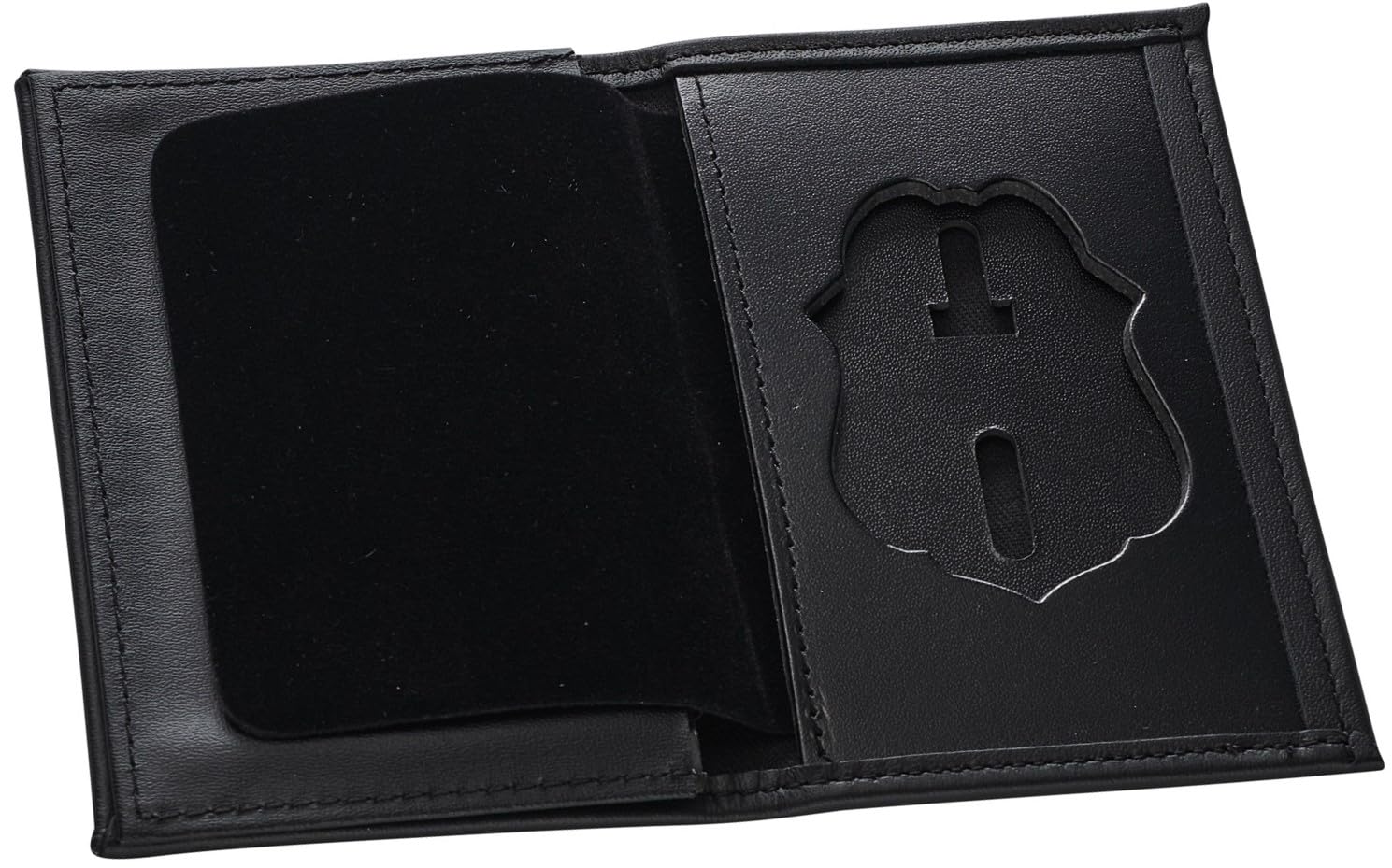 Perfect Fit Shield WalletsFederal Reserve Police Style Hidden Badge Wallet Badge Holder (Cutout PF-240) Black Leather