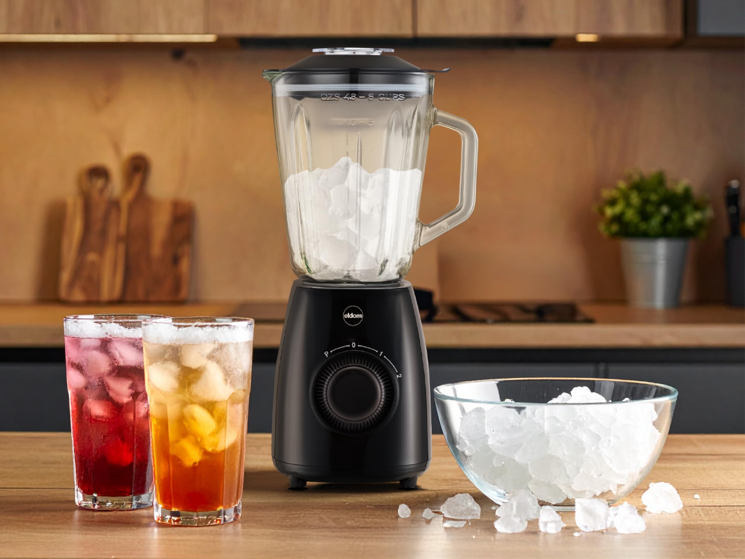 BK6 - Batidora de vaso (1000 W, con función Ice Crush, batidora de 1,8 L, 2 velocidades + pulsos, cuchillo de acero inoxidable, 22.000 rpm, sin BPA, batidora para batidos, sopas y helados) Eldom