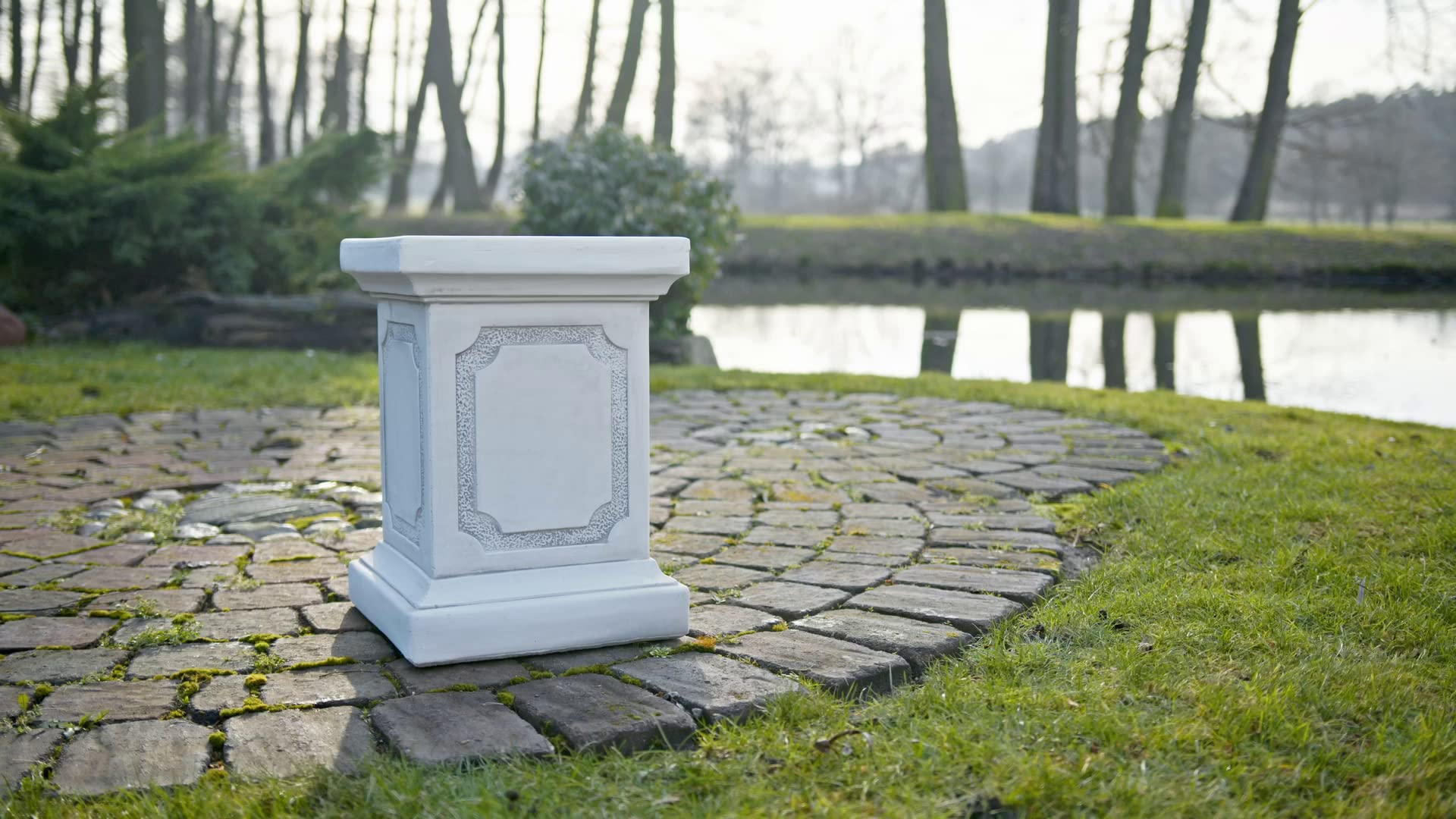Sockel Podest Aus Steinguss – 49 Cm Hoch, 36x36 Cm, Grau, Frostsicher Für Den Außenbereich