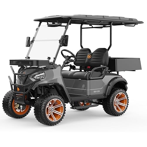Electric Golf Cart - 48V 5KW AC Motor 100AH Maintenance-Free Lead-Acid Battery, 25 MPH Top Speed IP67 4-Wheel Hydraulic Disc Brakes & LED Lights for Golf Course/Community Travel