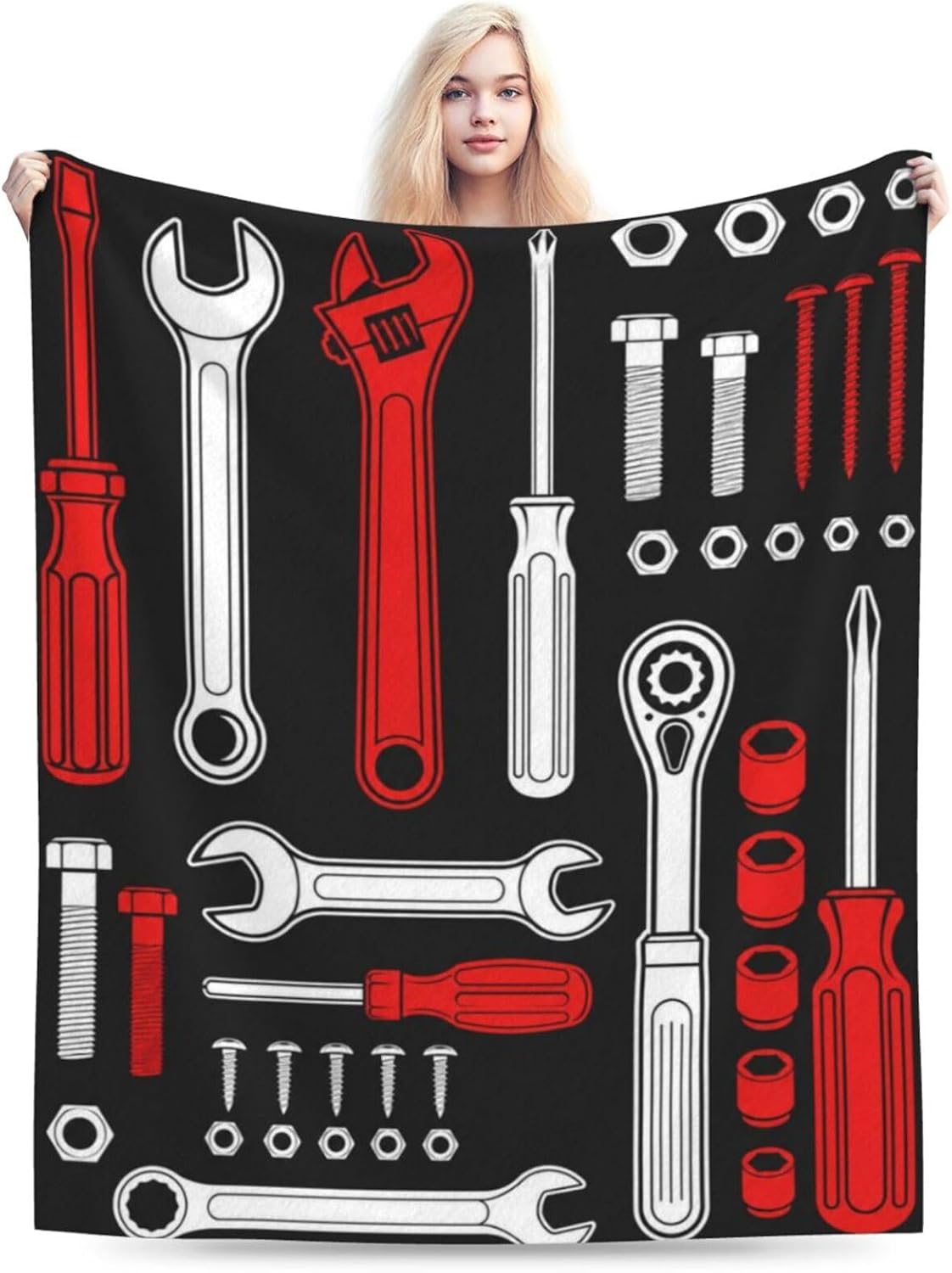 Tool Blanket for Women, Gifts for Men, Mechanic Tools Blankets for Kids, Soft Cozy Lightweight Throw for Bed Sofa Home Travel Room Decor, 50x60 Inch