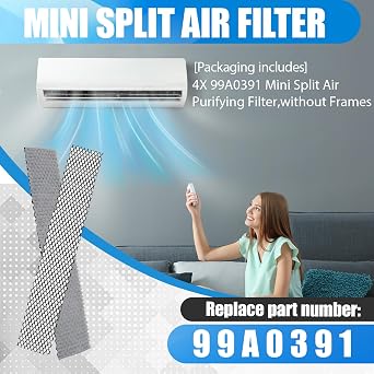 4 Pack 99A0391 Mini Split Air Filter Replacement Compatible With Daikin Mini Split Units,Without Frames