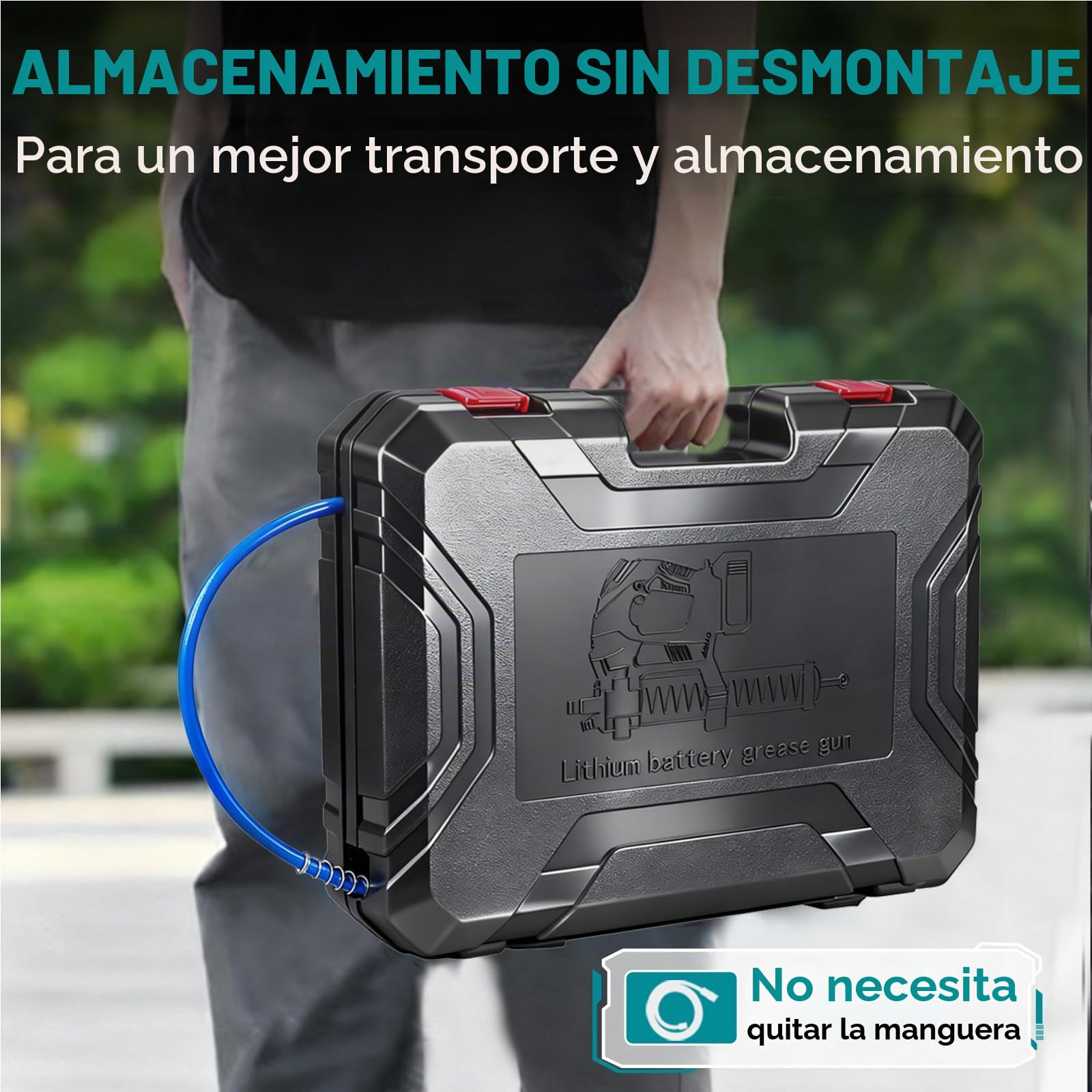 Yofidra Engrasadora Batería Kit, Pistola Engrasadora Sin Escobillas con 2 Baterías de 3.0 Ah, 12,000 PSI, Caudal de 170 ml/min, 3 Niveles, Eficiente para Tractores, Camiones y Maquinaria