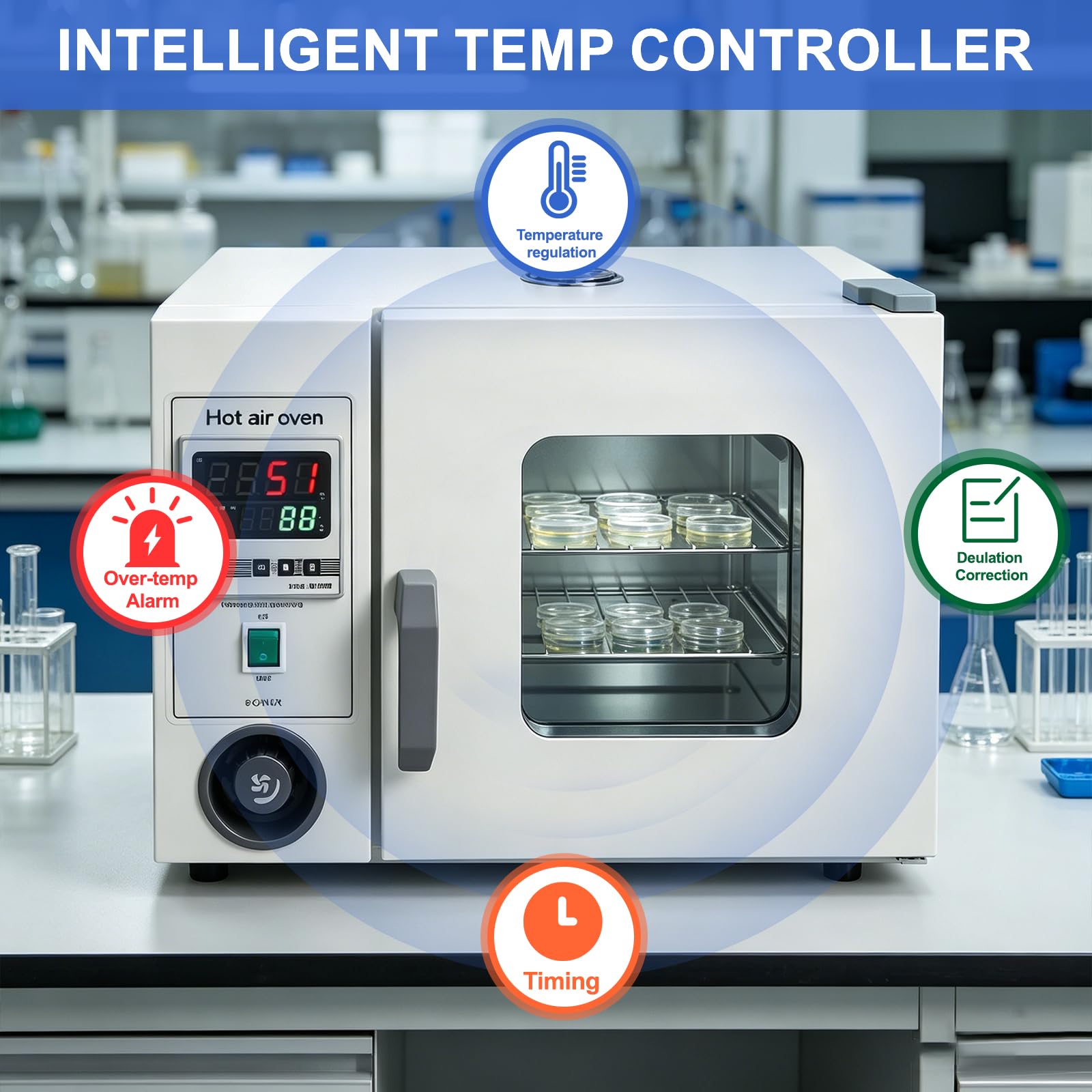 Horno digital de laboratorio de 15 L, acero inoxidable de alta precisión, secado e incubación de temperatura constante para uso industrial