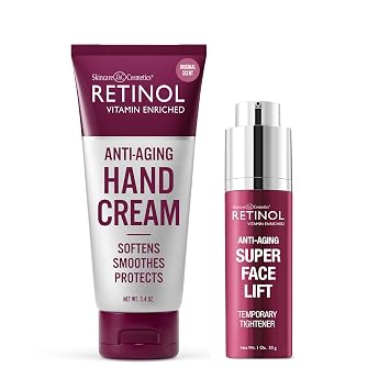 Retinol Anti-Aging Hand Cream - Conditions & Protects Skin, Nails & Cuticles Super Face Lift - Visibly firms and tightens for a lifted, younger look. Infused, with Vitamins C & E