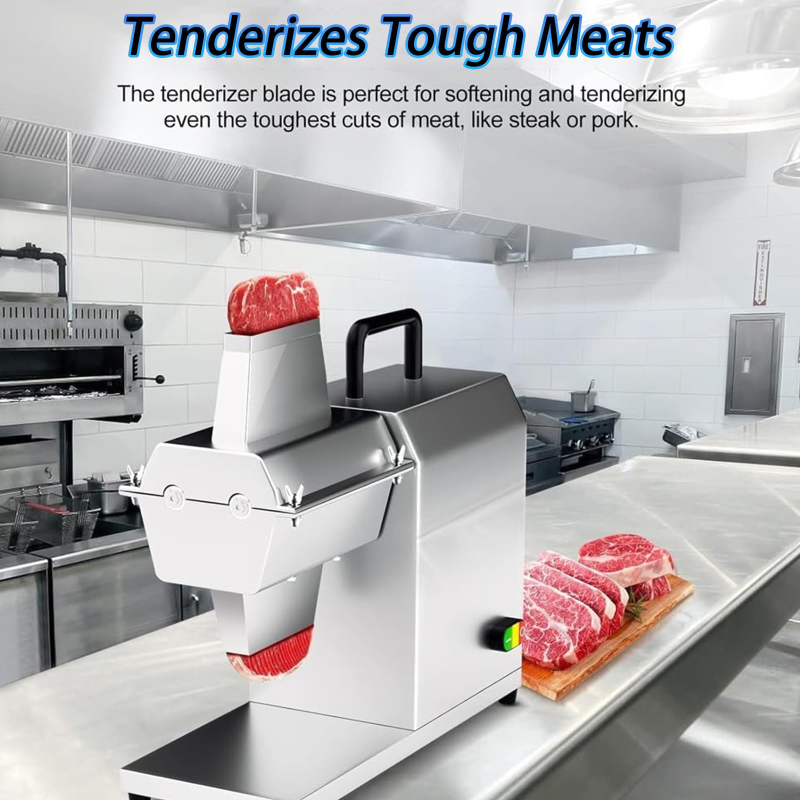 Elektrischer Fleischklopfer, 450 W, mit 54 Klingen, verstellbare Dicke 3 mm-22 mm, 304 Edelstahl für Rind, Truthahn, Huhn, Schwein, Fisch