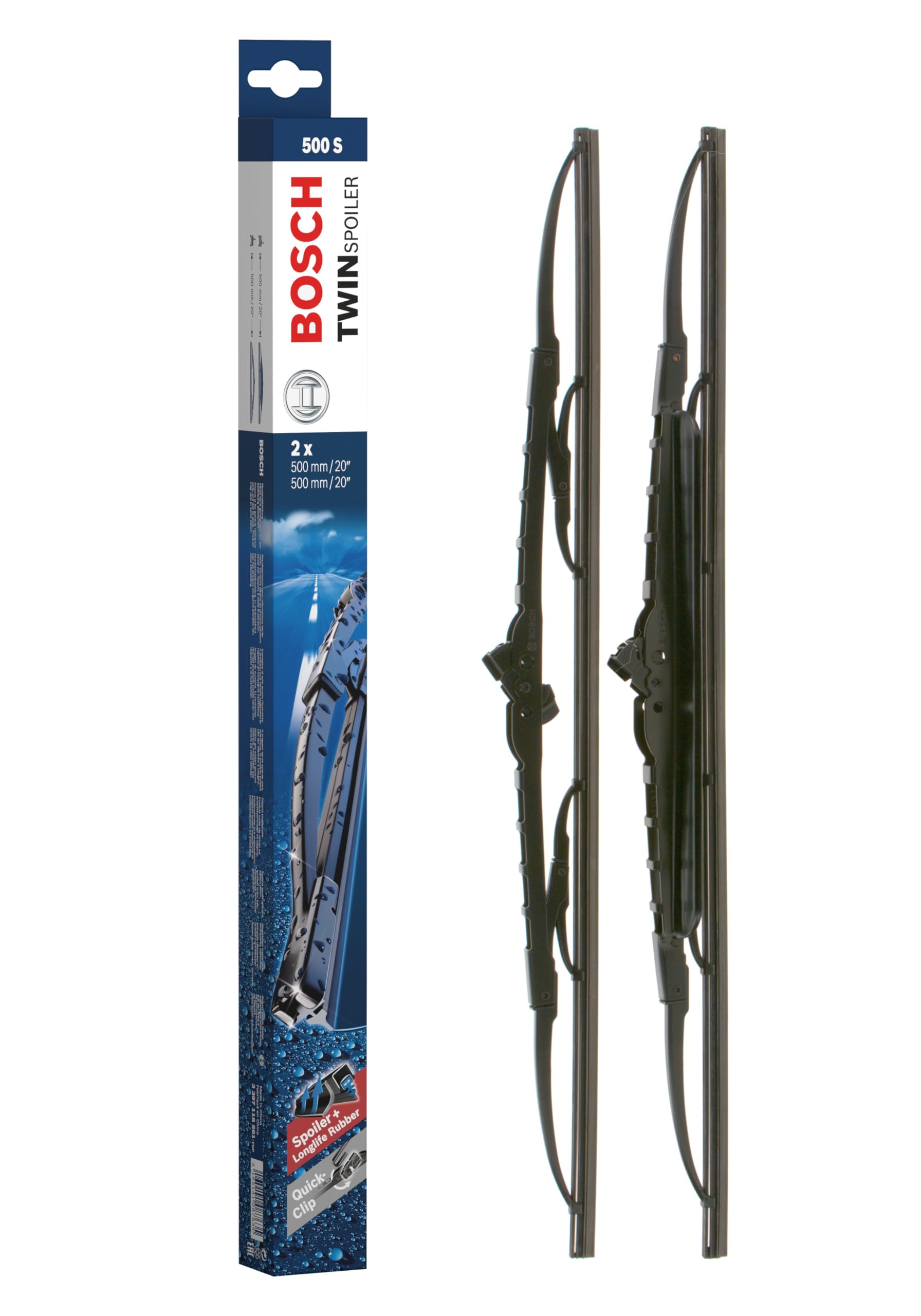 Bosch Scheibenwischer Twin Spoiler 500S, Länge: 500mm/500mm – Set für Frontscheibe