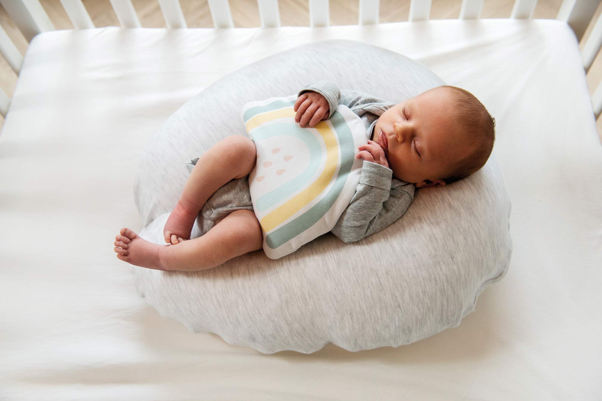 Doomoo Cojín de lactancia Softy para bebé, 150 cm, incluye funda de algodón orgánico, con relleno fino de microperlas EPS, Öko-Tex® Standard 100, blanco chino