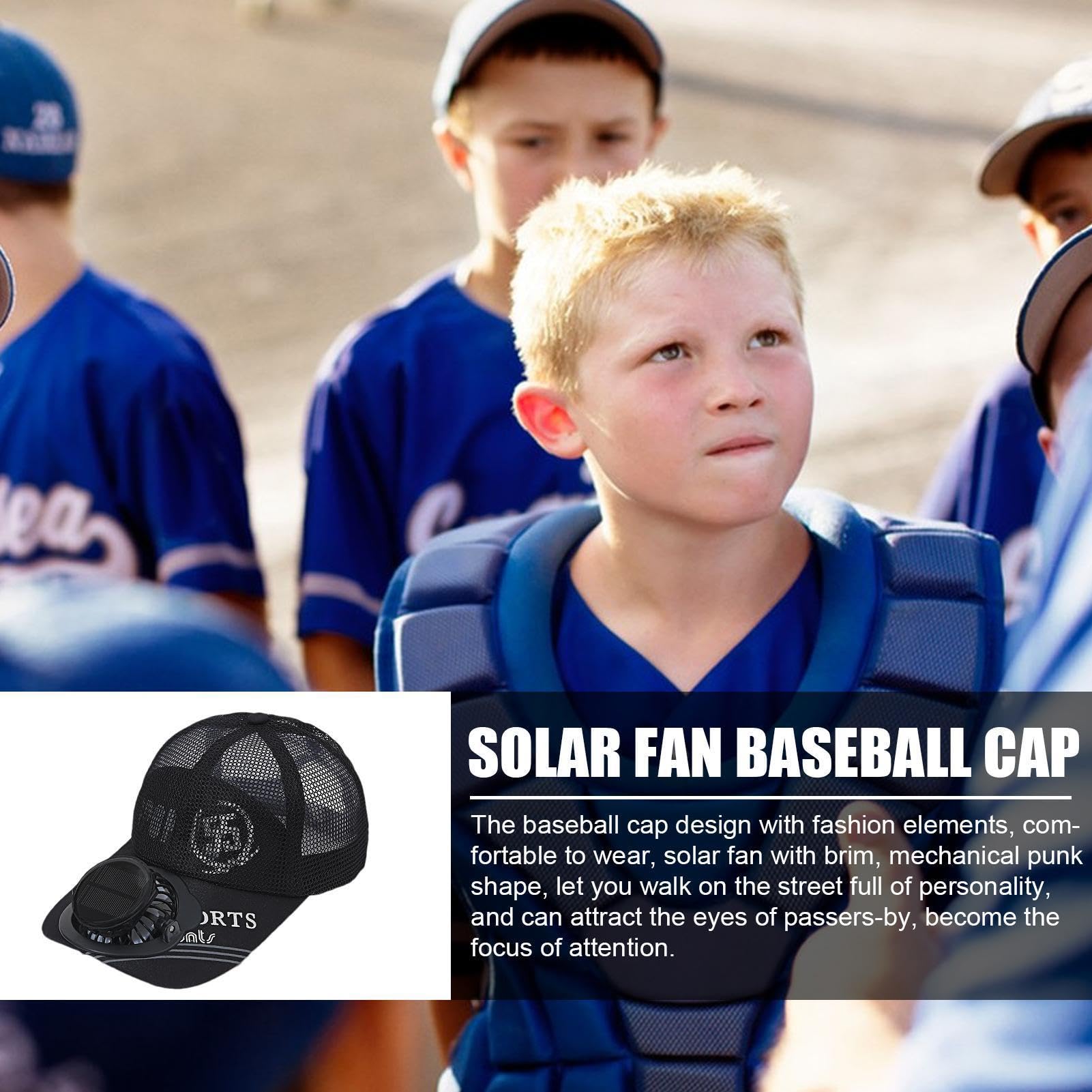 Cappello Esterno Con Ventilatore Integrato - Funzione Di Raffreddamento Ad Energia Solare, Compatibile Con La Ricarica USB Design Di Ventilazione, Costruzione Leggera Comoda Da Indossare | Po