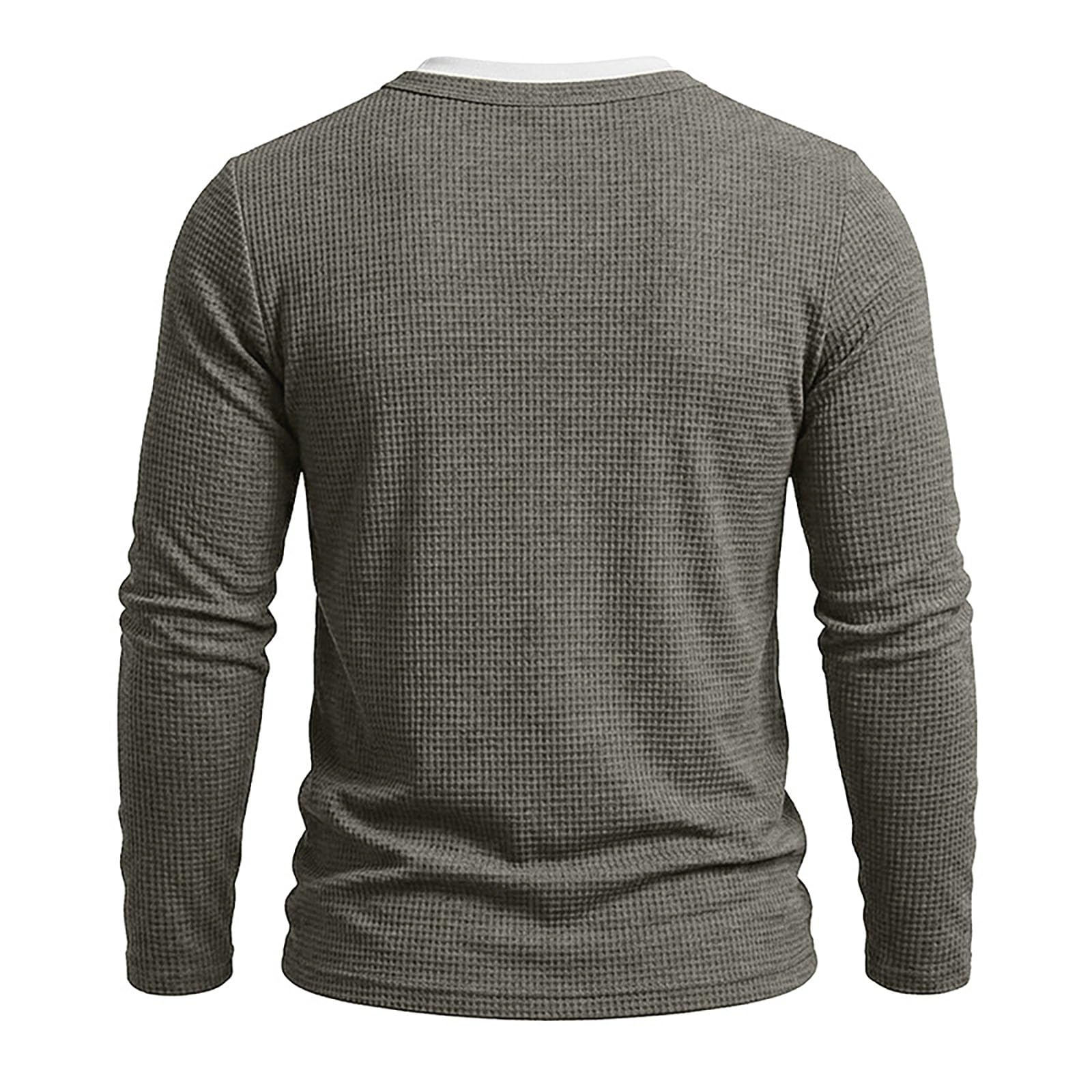T-Shirt à Manches Longues Homme en Tissu gaufré col Rond avec Panneau boutonné, Tissu Respirant Doux Polyvalent pour Automne et mi-Saison